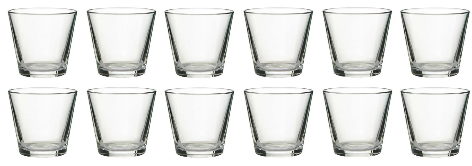 12er Set Teelichthalter Kerzenglas CONI Höhe 8cm Durchmesser 9cm Glas klar von RUDOLPH KERAMIK