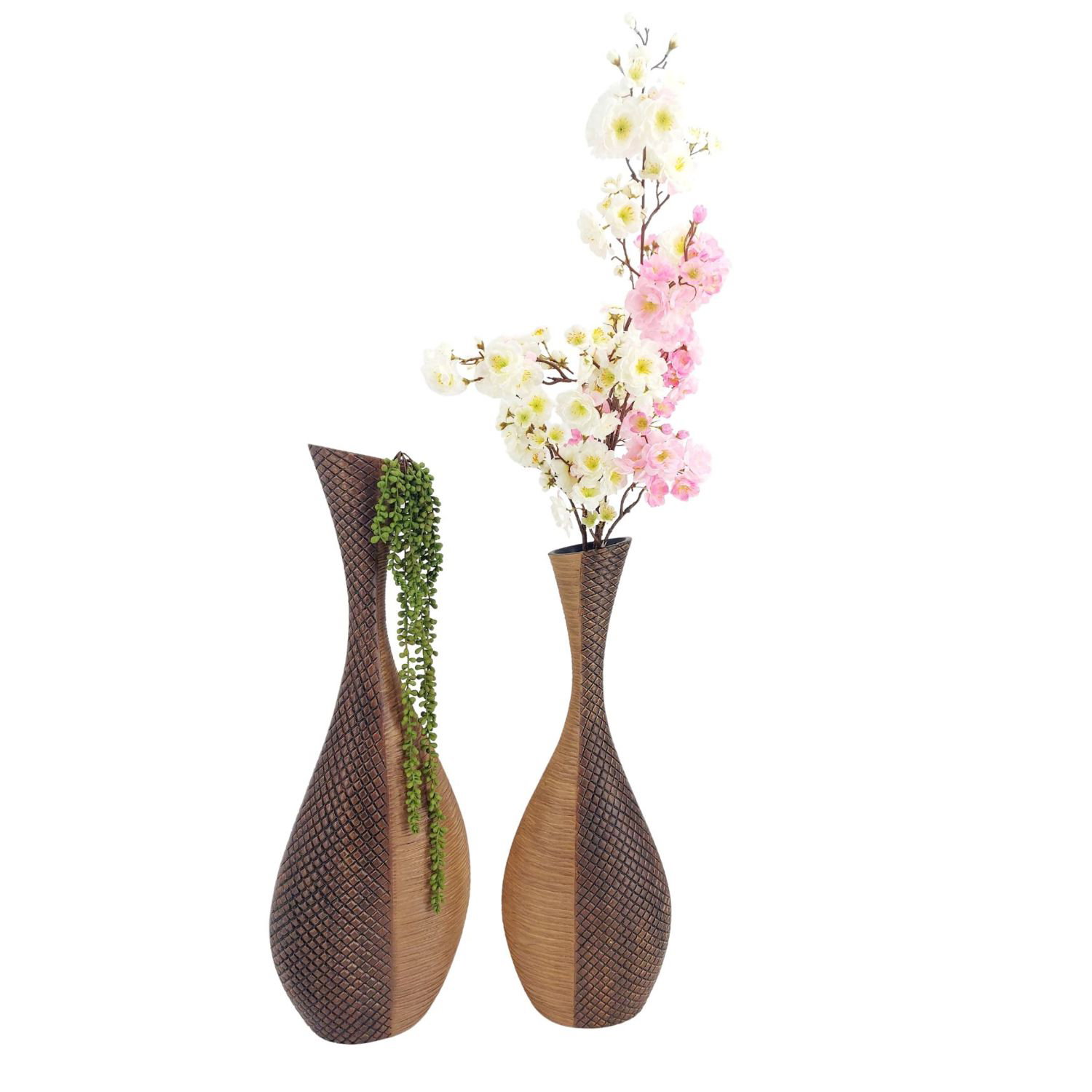 Bodenvase Holzoptik 70 cm – Formano mit Relief