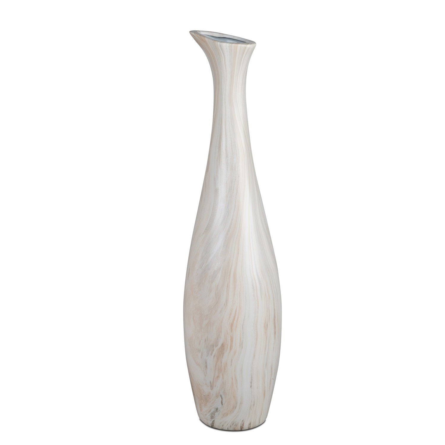 Deko Flaschenvase MARMOR rund Höhe 60cm creme braun Keramik  von FORMANO
