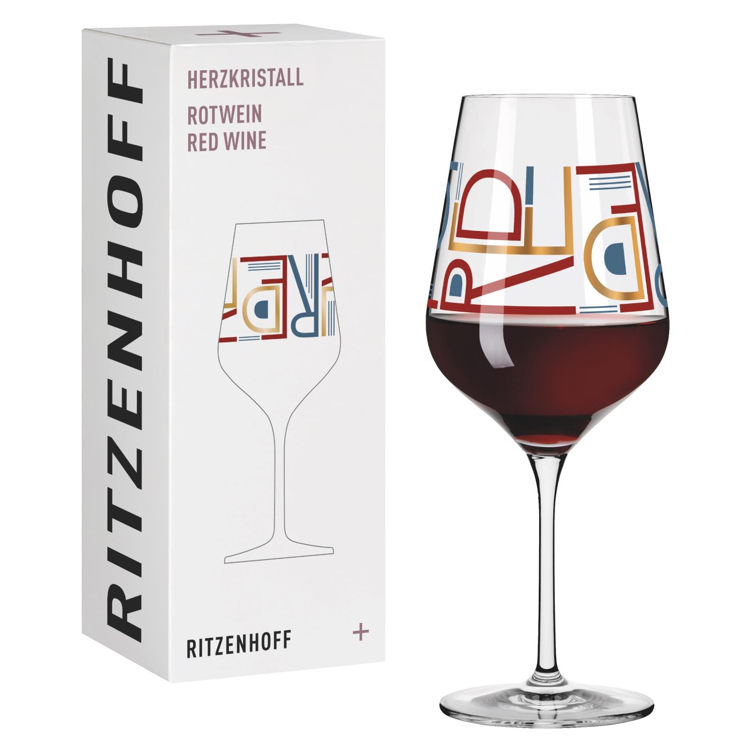 Ritzenhoff Rotweinglas 'Herzkristall Nr. 9' – 500 Ml, Roségold-Dekor, Made In Germany