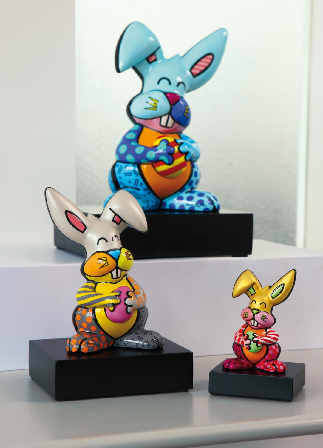 Romero Britto Figur Grey Rabbit Hase auf Sockel Höhe 23cm von GOEBEL