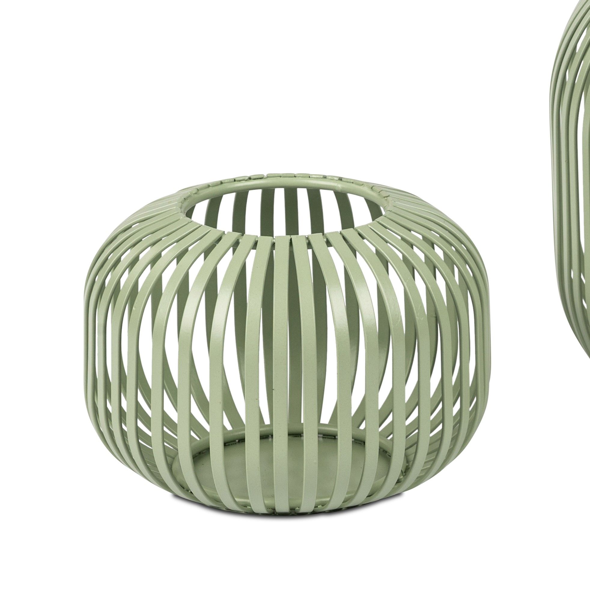 Windlicht Wili Stäbe in Kugelform Höhe 10cm grün aus Metall von FORMANO
