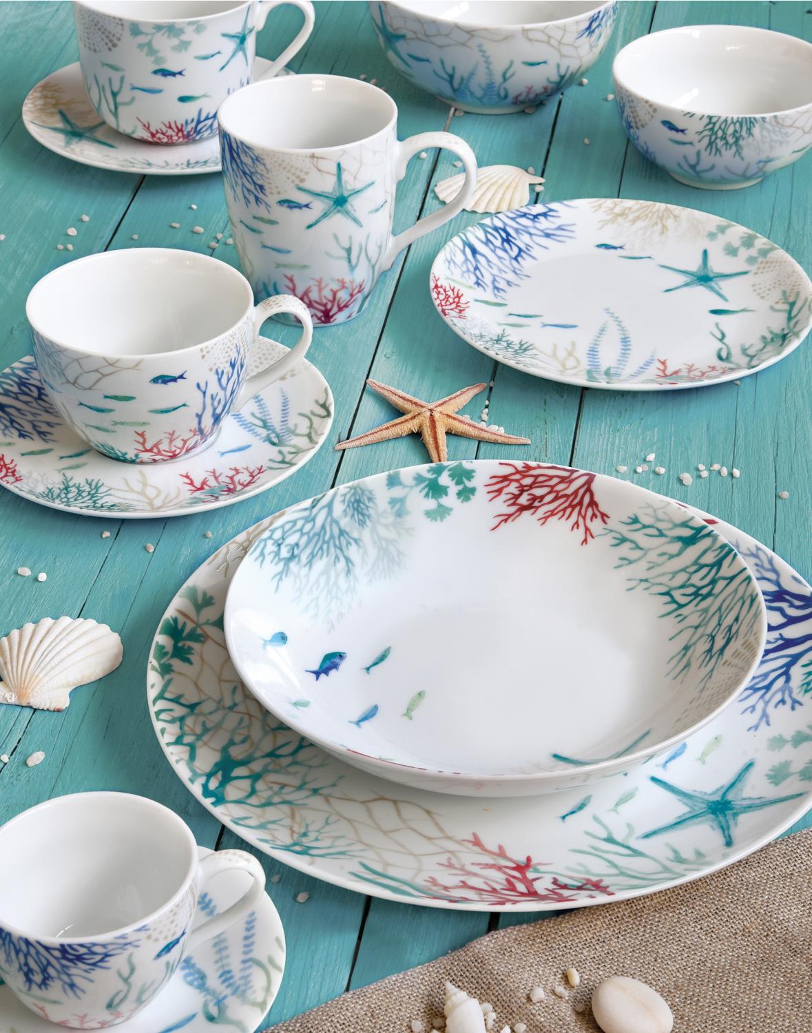 Suppenteller, Pastateller Maritim und ER THE SEA Durchmesser 20.5cm Porzellan EASY LIFE