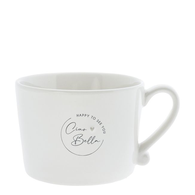 6er Set Tassen, Becher CIAO BELLA weiß schwarz für 300ml von BASTION COLLECTIONS