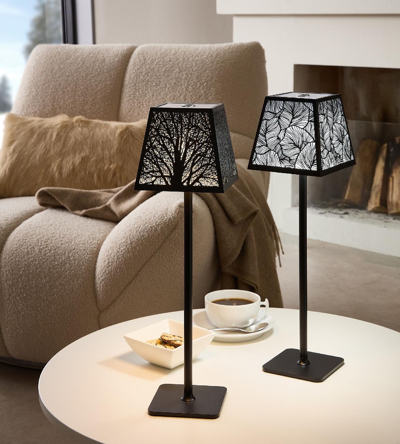 LED Tischlampe BAUM eckig Höhe 40cm mit Touchfunktion schwarz Metall, von Formano