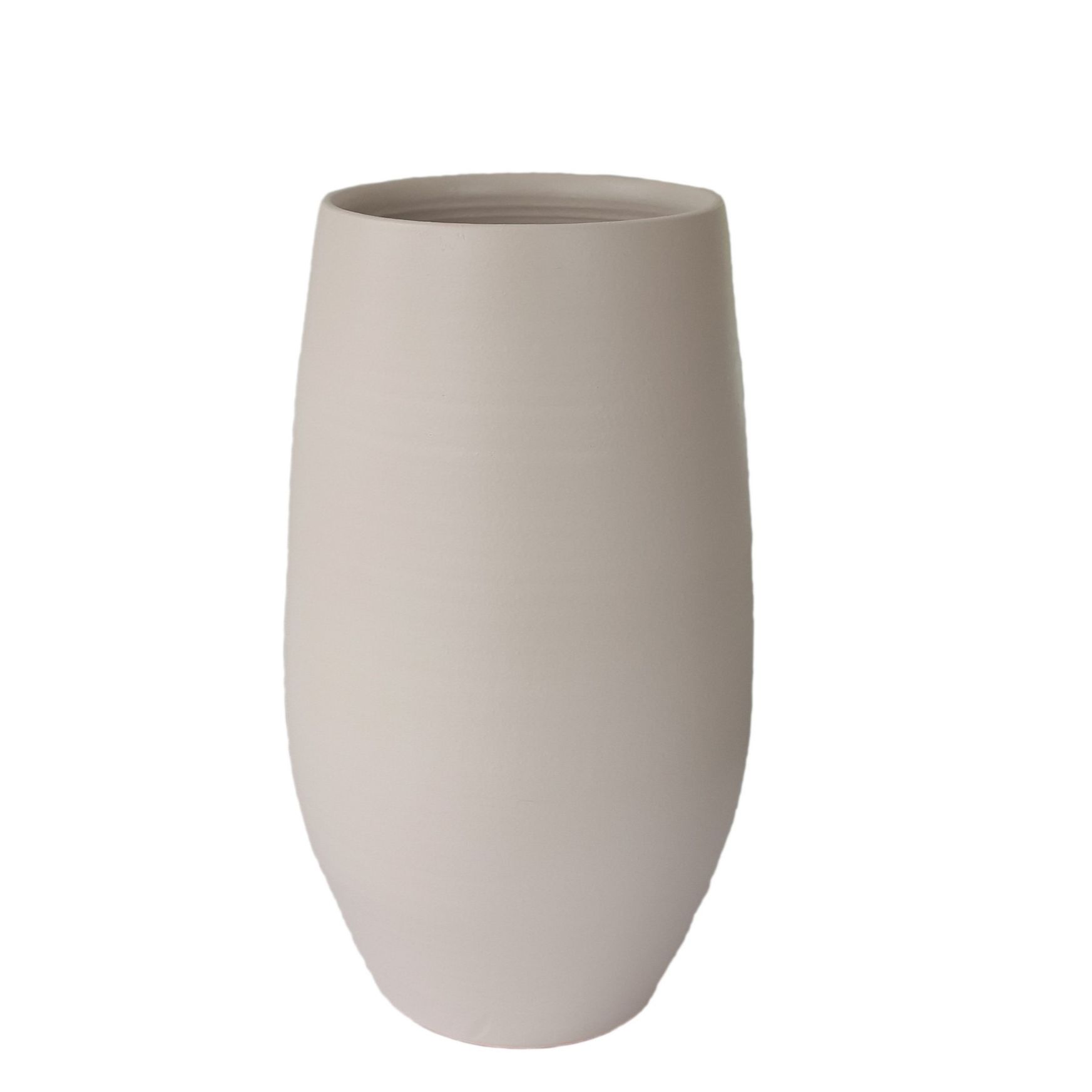 runde Bodenvase Beige creme auf weißem Hintergrund