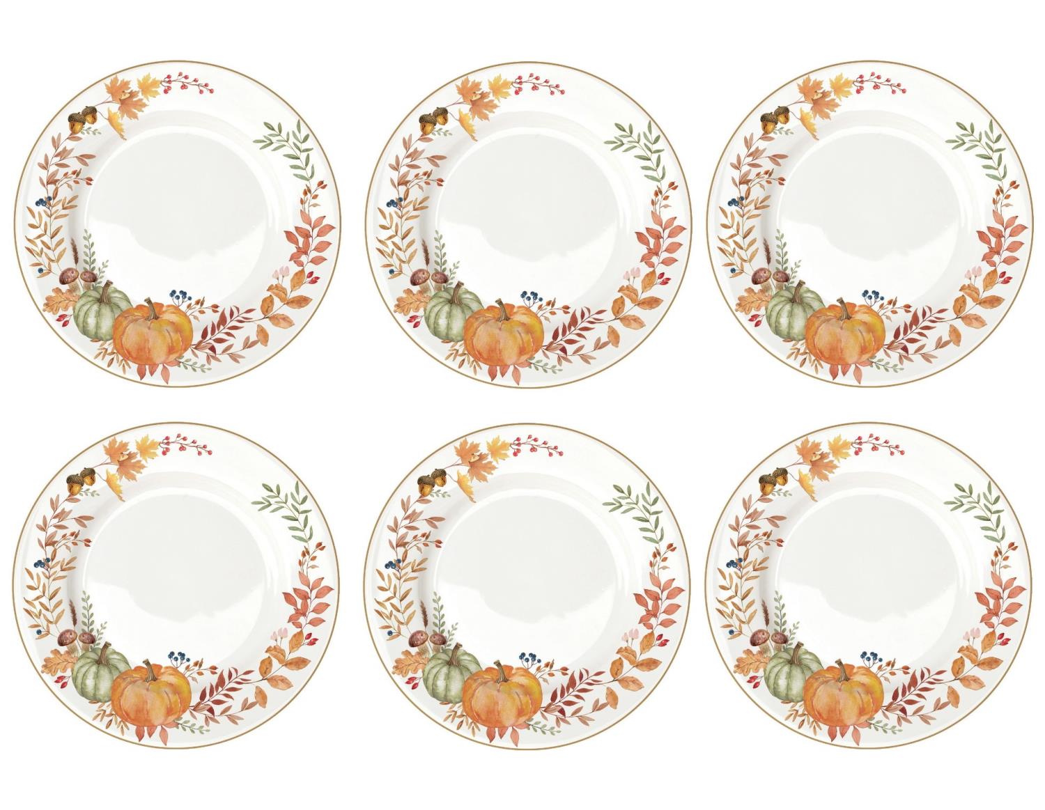 6er Set Speiseteller HARVEST Herbst D. 26,5cm weiß orange Porzellan Easy Life