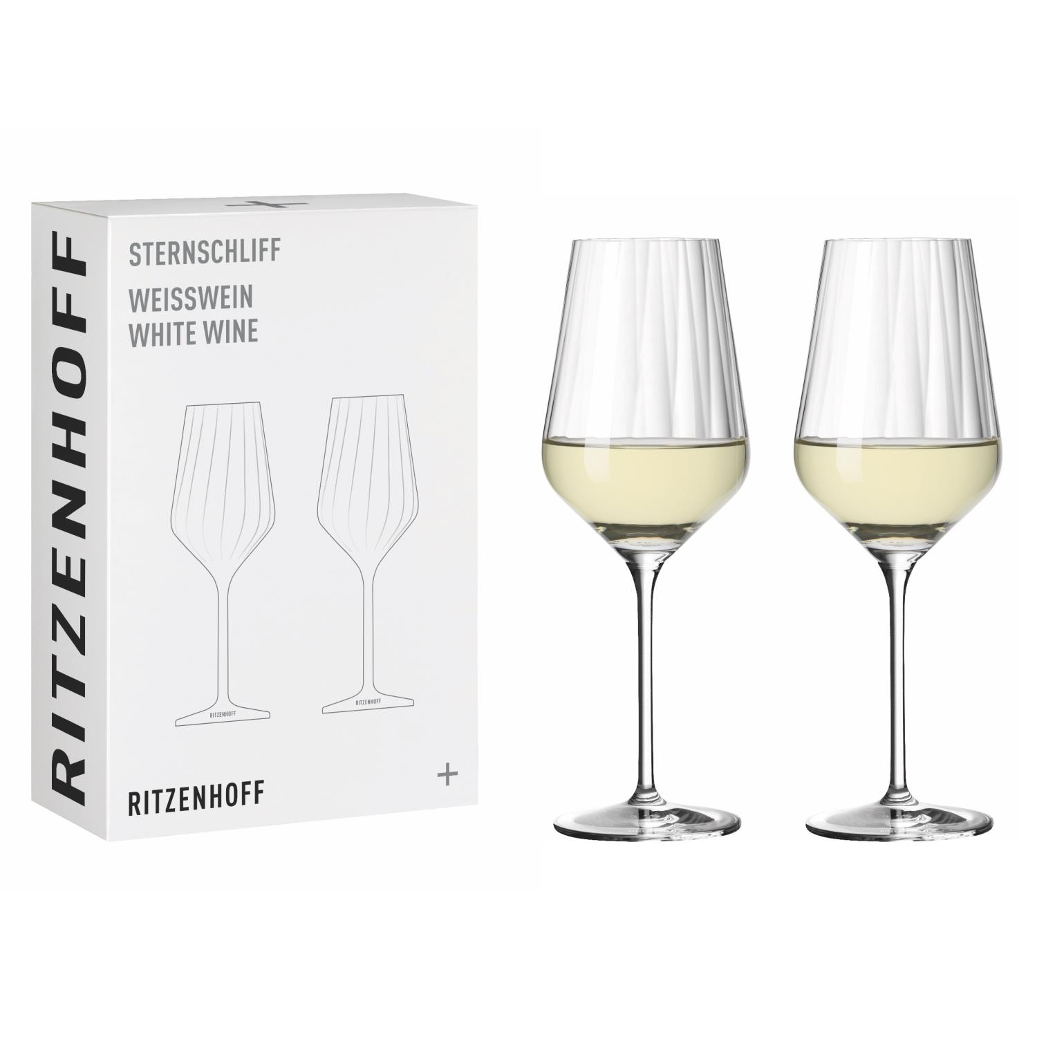 2er Set von RITZENHOFF Weißweingläser Sternschliff 02 transparent klar NEU 2022