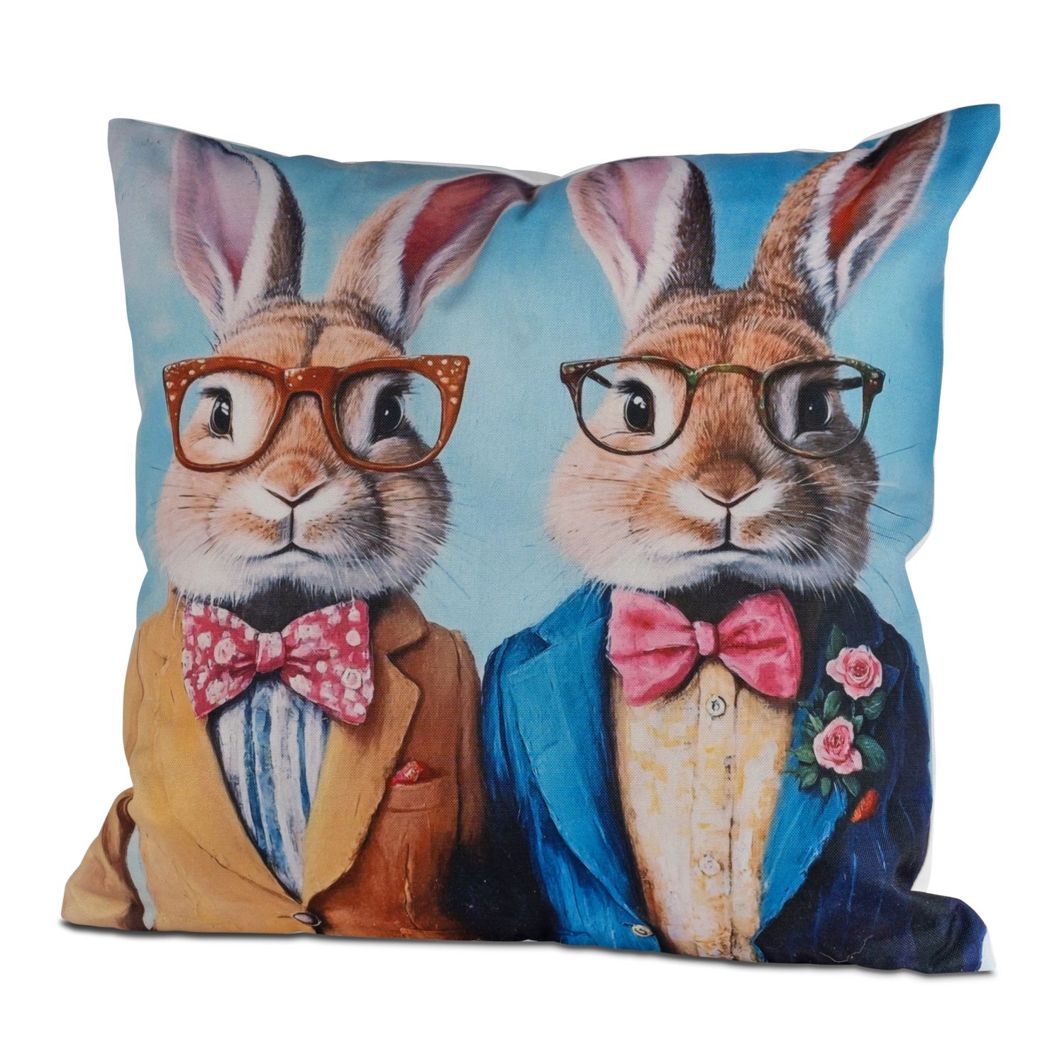 Kissen Hasen mit Brille im Anzug 45x45cm Outdoor geeignet Formano F26