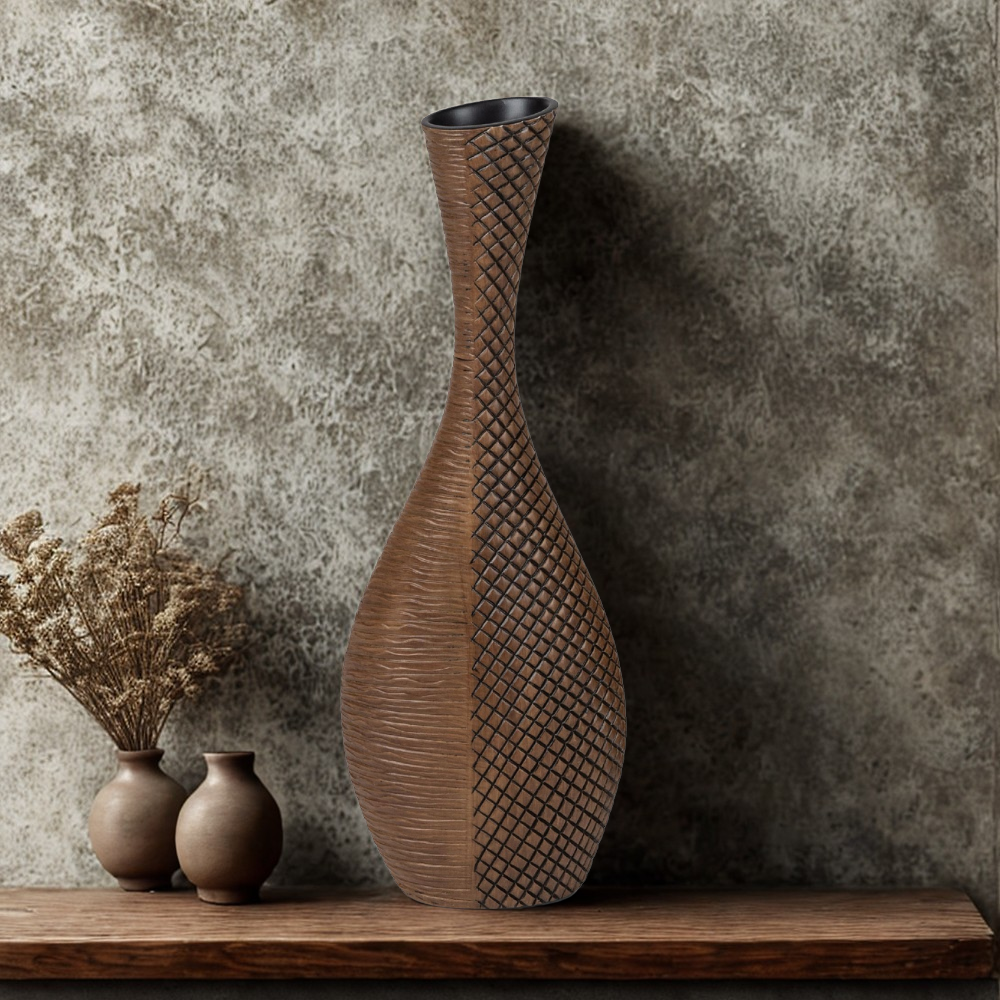 Bodenvase Holzoptik 60 cm – Formano mit Relief