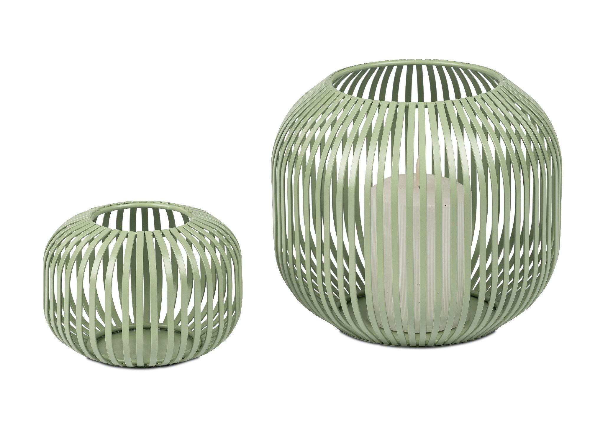 Windlicht Wili Stäbe in Kugelform Höhe 10cm grün aus Metall von FORMANO