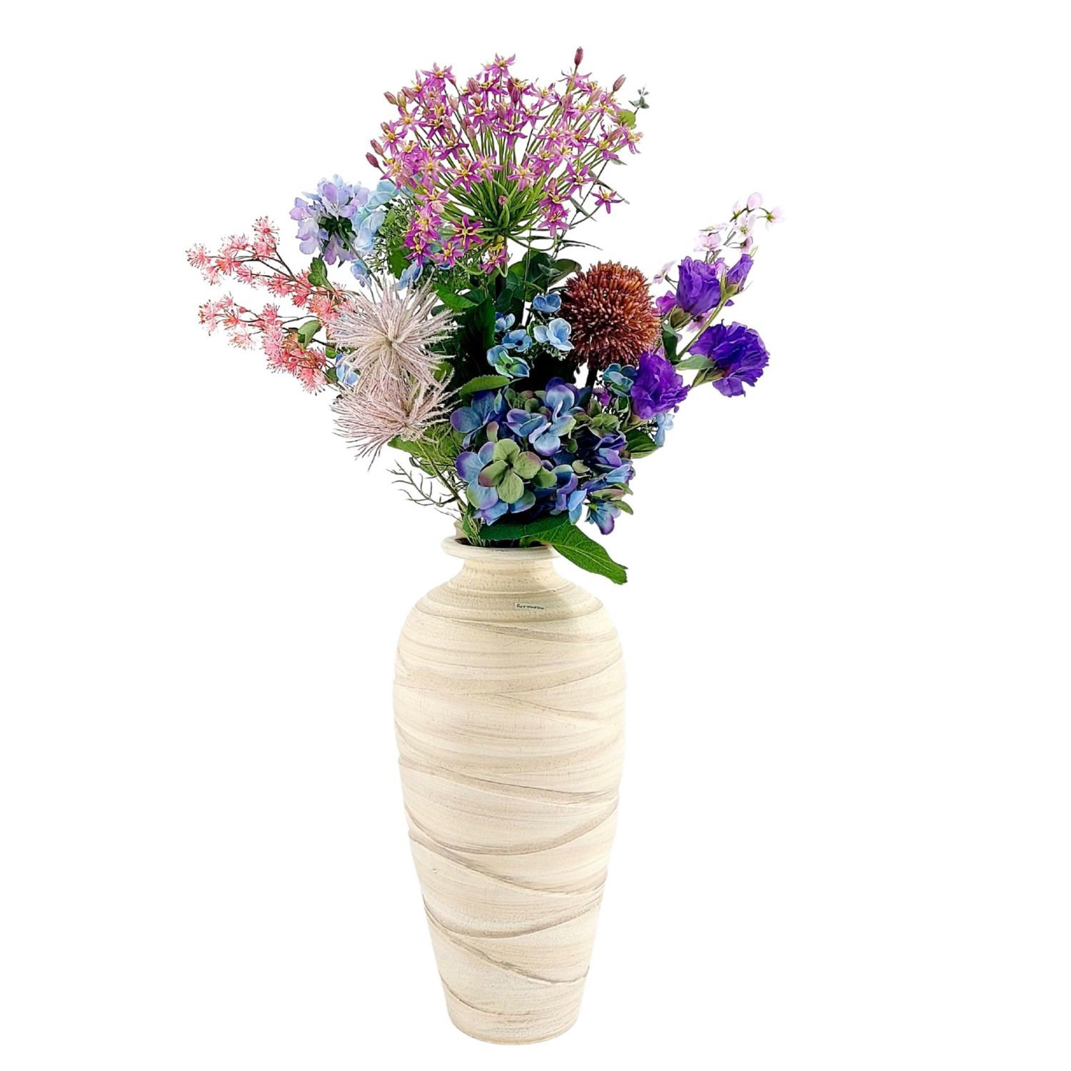 Bodenvase RELIEF 50cm - bauchig, cremefarben, Keramik, Formano