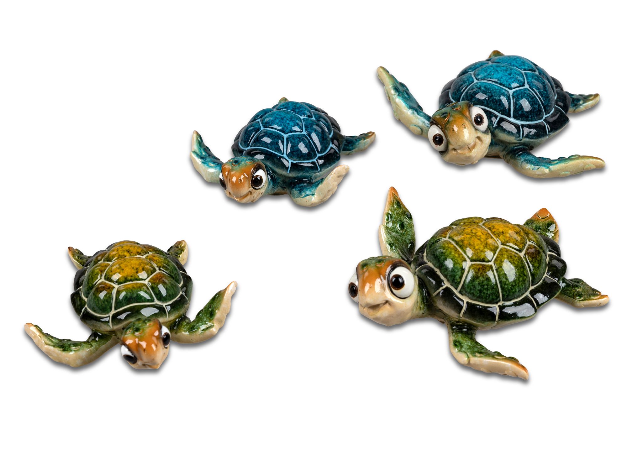 2er Set maritime Dekofiguren Schildkröten Harry 10cm blau + grün Formano