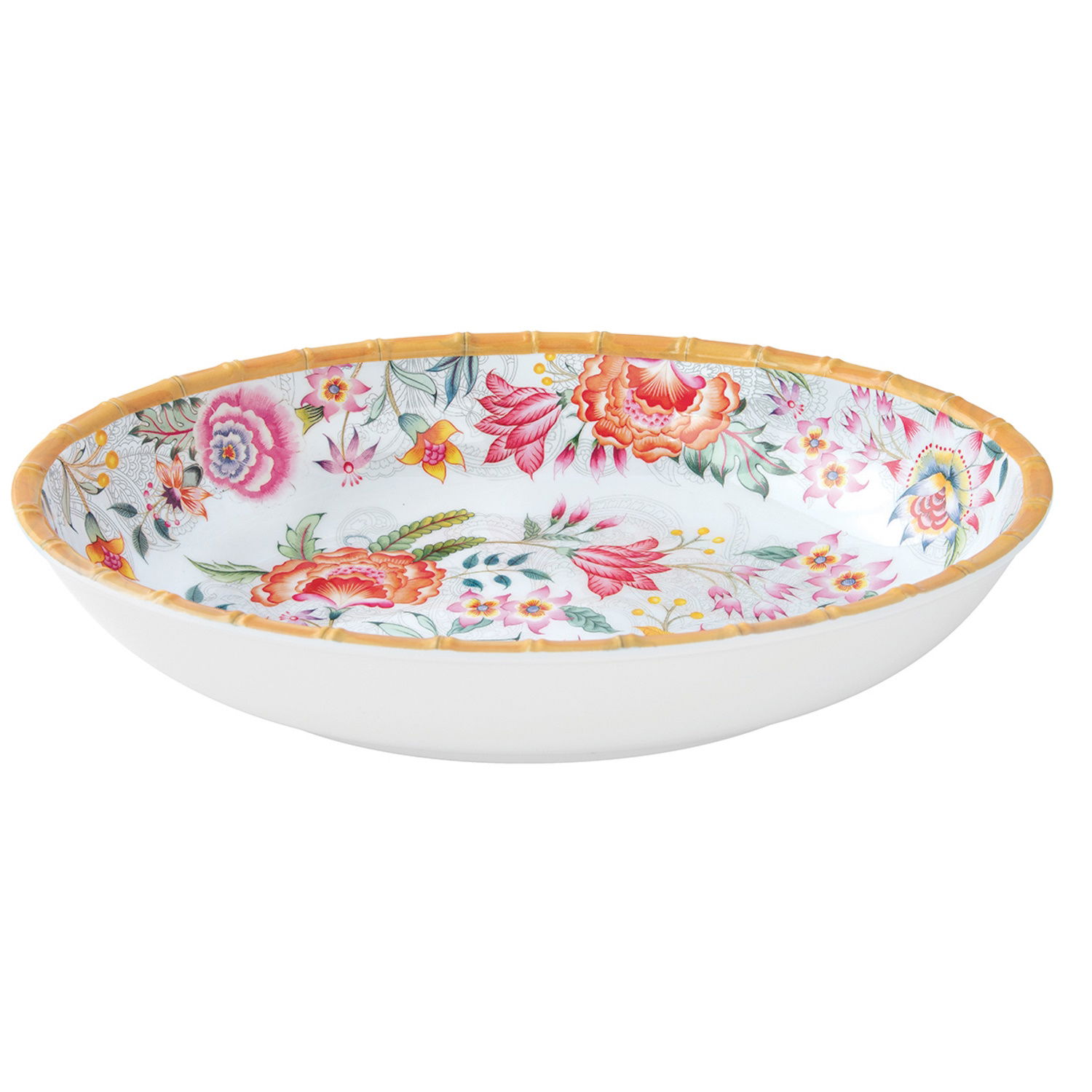 Salatschale OSAKA Blumen oval 33x23cm weiß rosa bunt Melamin von EASY LIFE