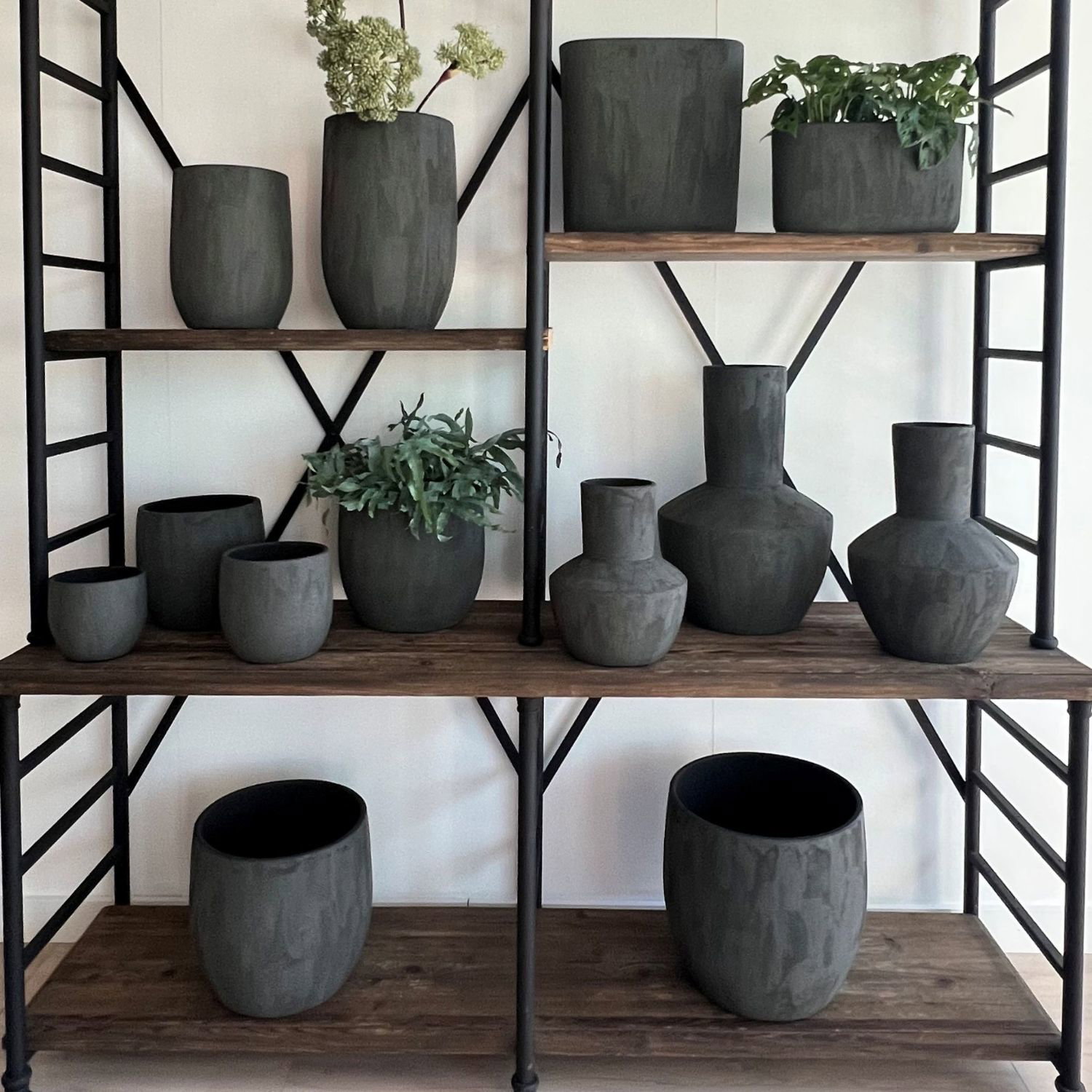 Bodenvase AVION ANTRACIET 50cm - anthrazit grau, Keramik, Ø34cm CreaFlor Home