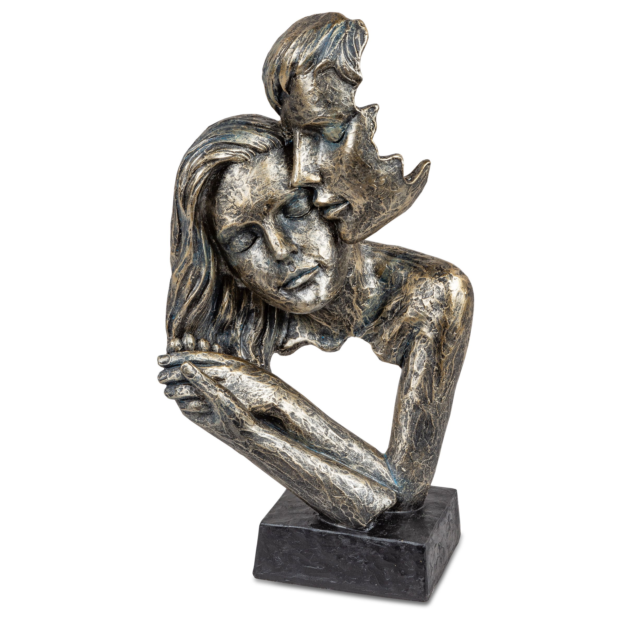 Dekoobjekt, Skulptur Büste Paar Höhe 30cm antik gold schwarz Kunststein, von Formano