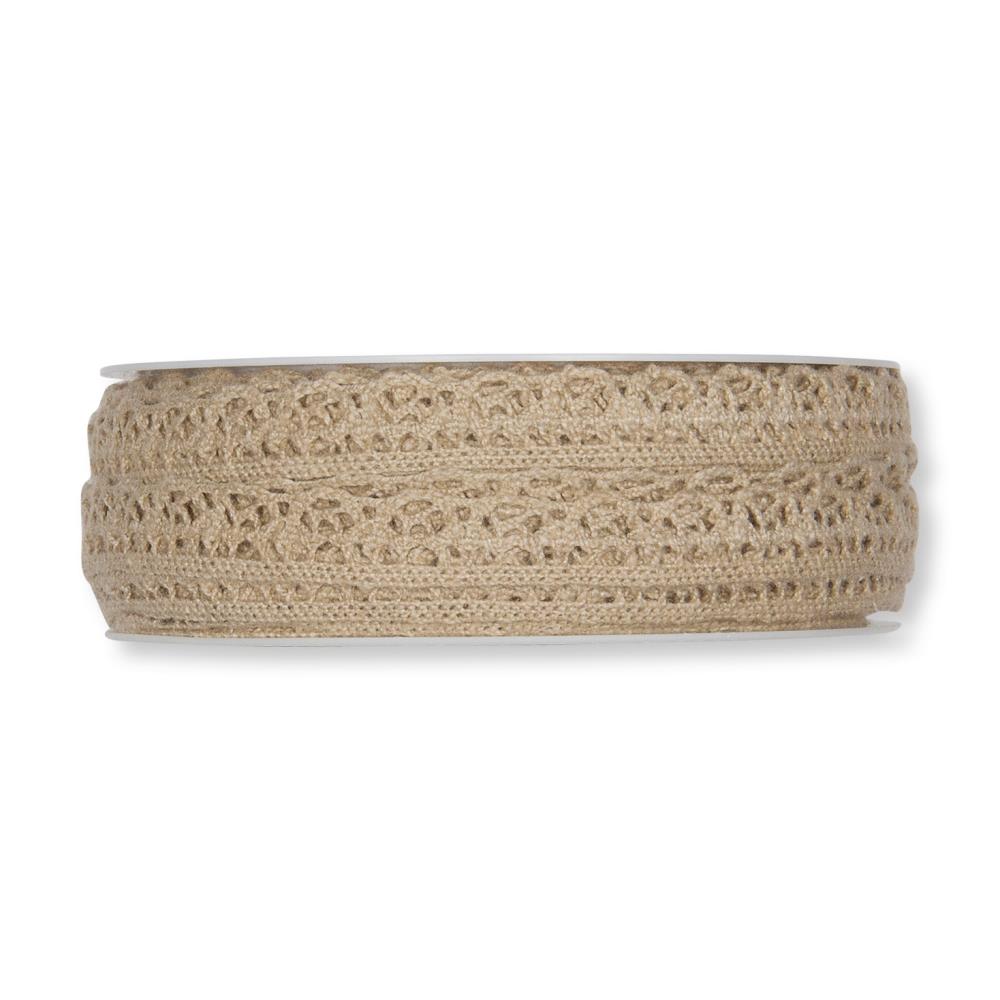 Schleifenband (1m = 0,90EUR) Dekoband, Häkelspitze braun, 10mm, 10m Rolle, von HALBACH