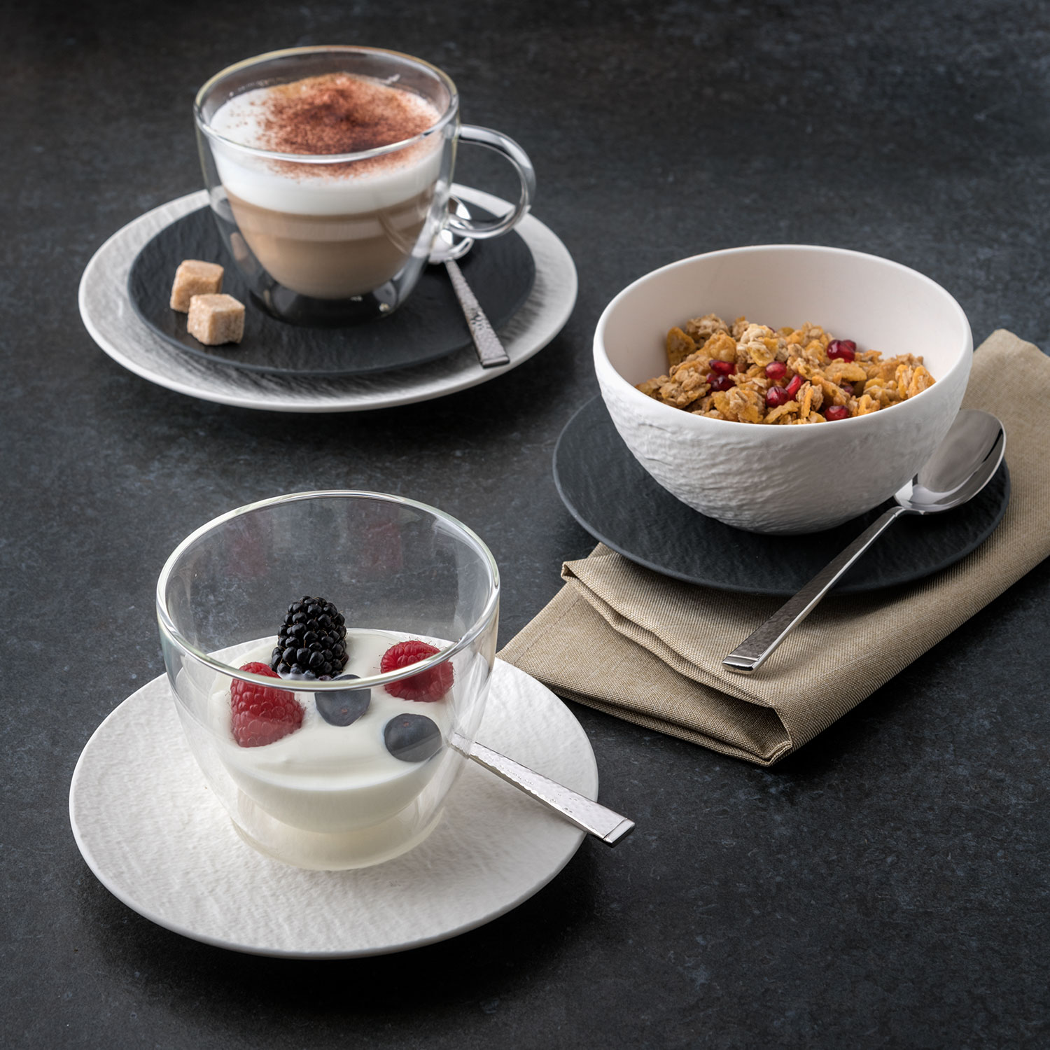 Villeroy & Boch Manufacture Rock 6er Set Kaffeeuntertasse 16 cm schwarz Porzellan