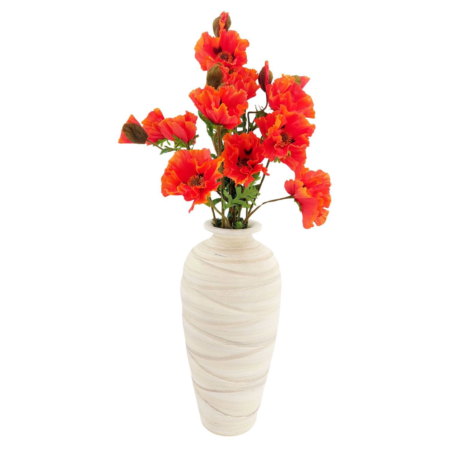 Bodenvase RELIEF 50cm - bauchig, cremefarben, Keramik, Formano