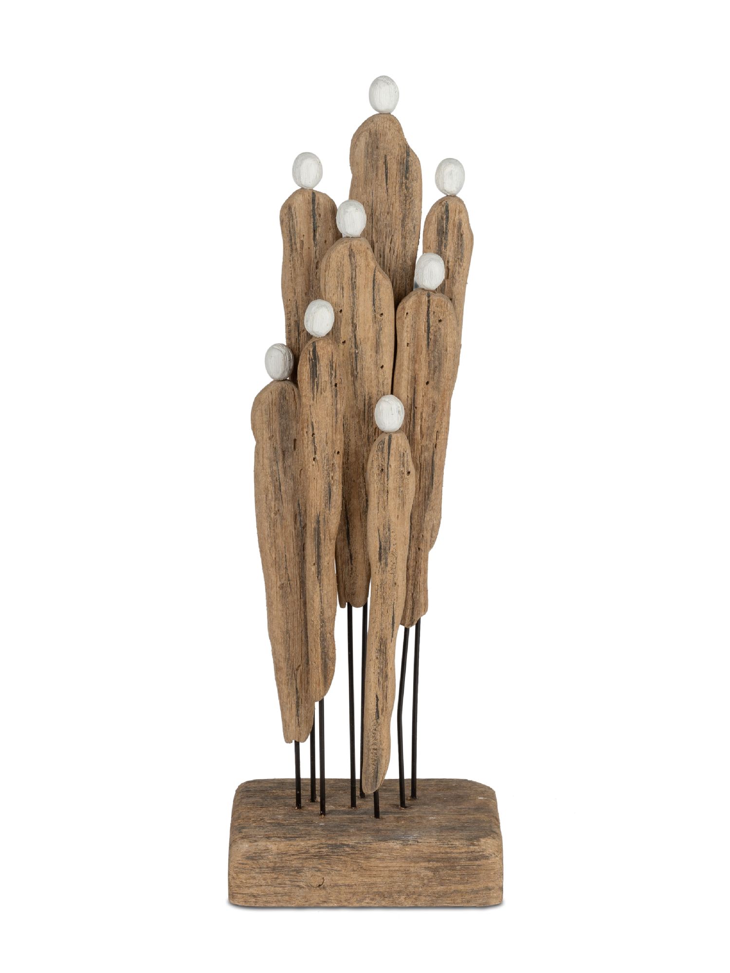 Dekoobjekt Gruppe auf Sockel H. 42cm naturbraun weiß aus Holz Formano