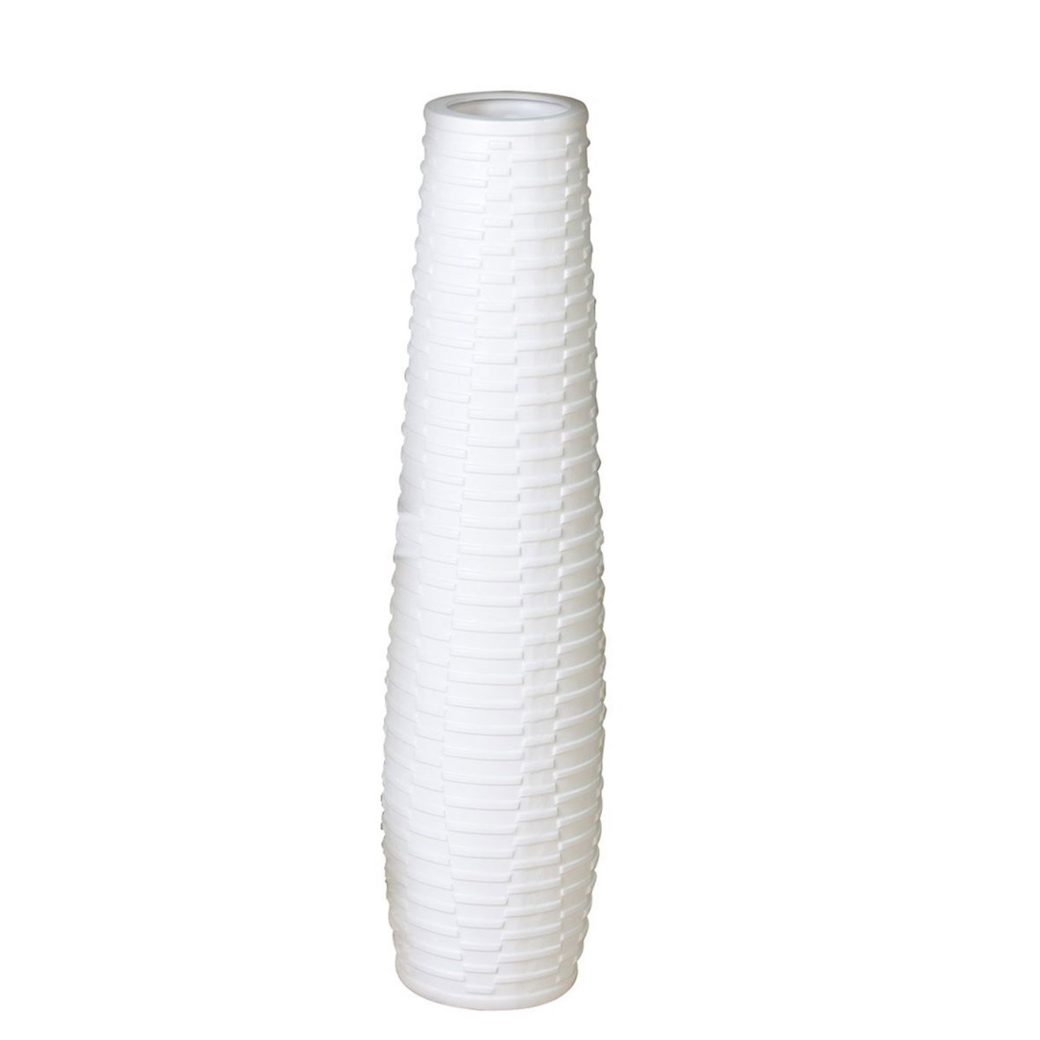 Bodenvase, Dekovase CATANIA Keramik matt weiß H. 100cm Ø 25cm rund Casablanca