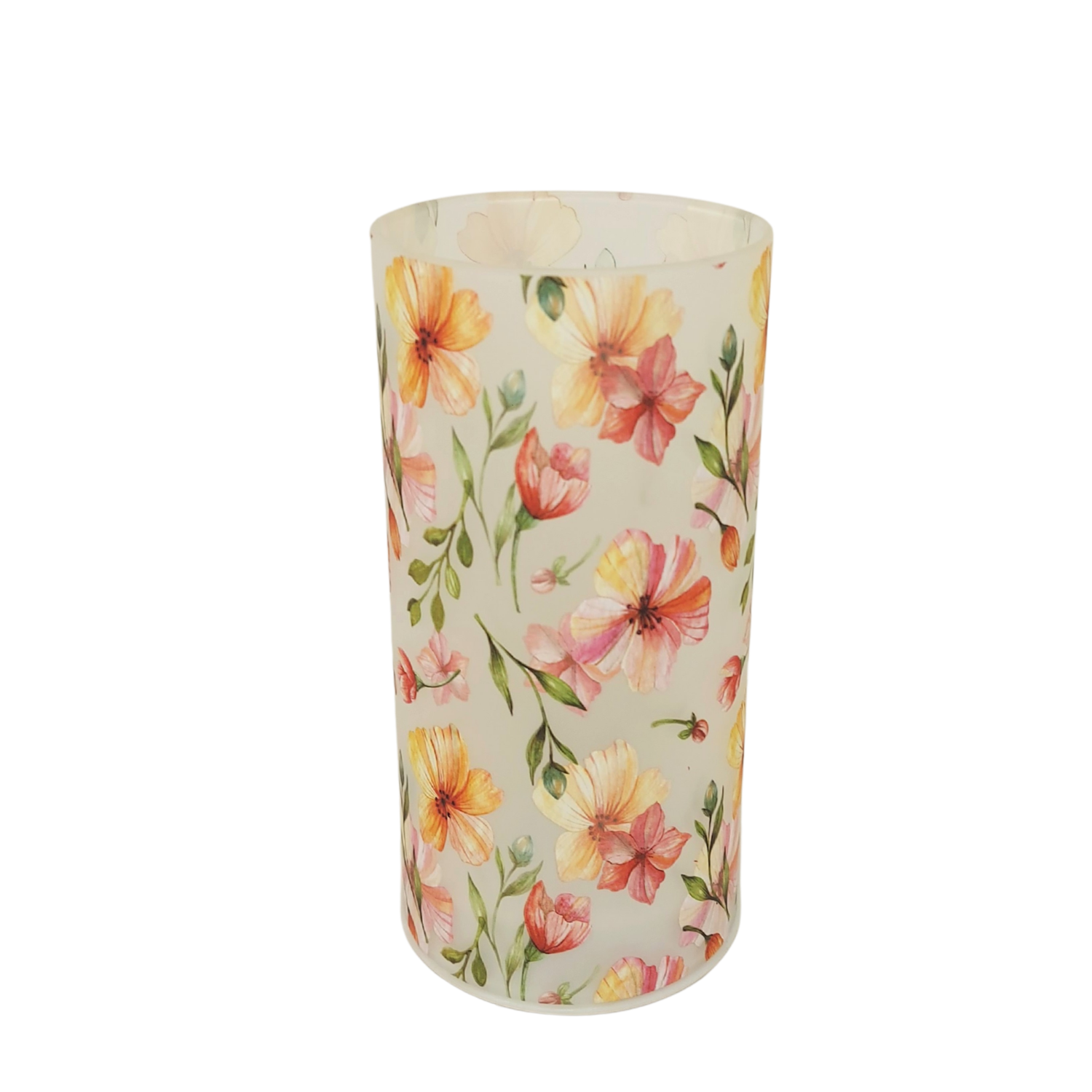 Deko Licht Stimmungslampe Blumenzeit H. 15cm weiß rosa Glas mit Timer Formano