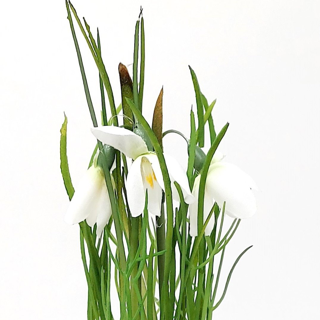 knstliches Schneeglckchen H. 24cm im Erdballen wei grn DPI Kunstblumen  | DPI35880-05