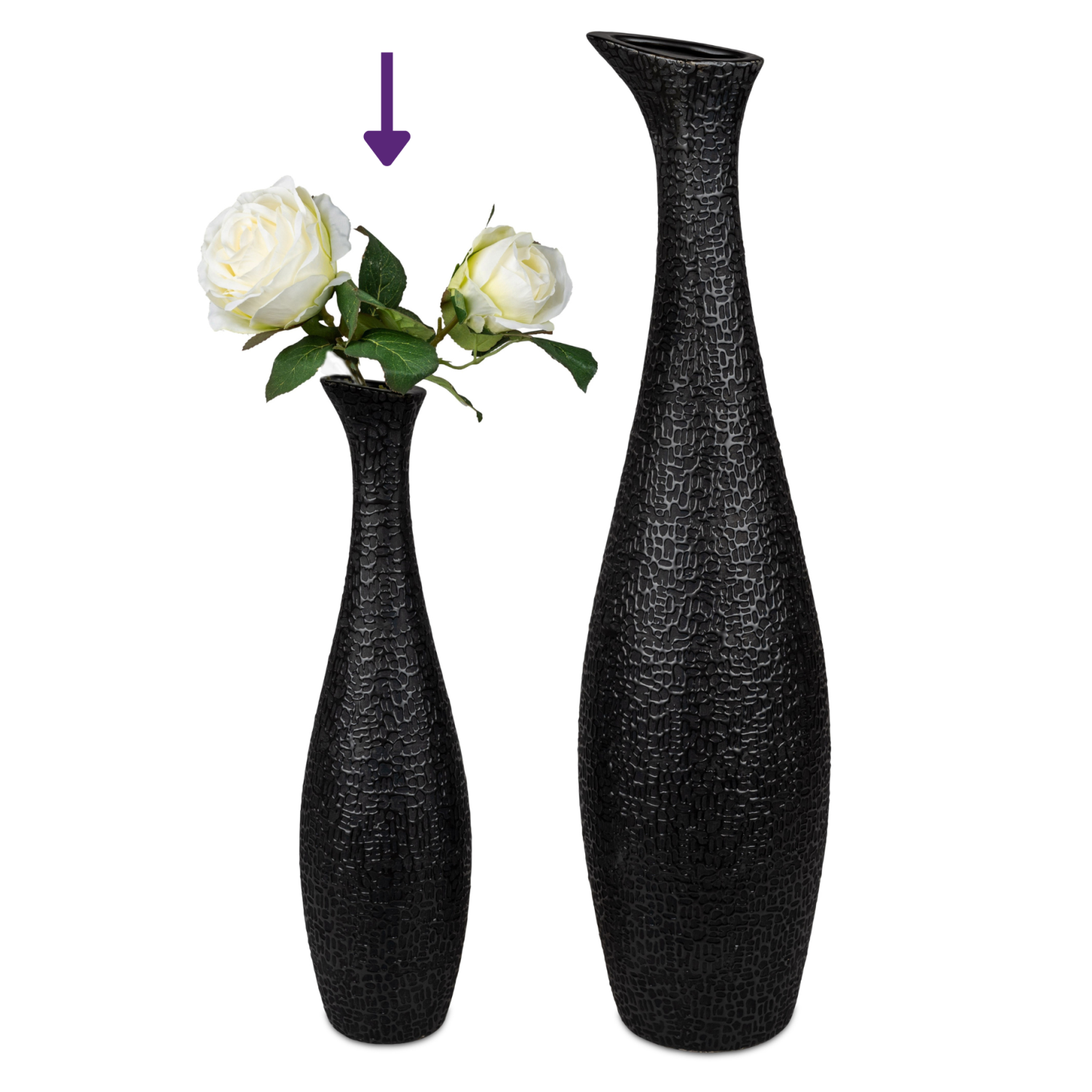 Bodenvase 40 cm MODERN BLACK - Keramik Flaschenvase in schwarz, von FORMANO Dekovase