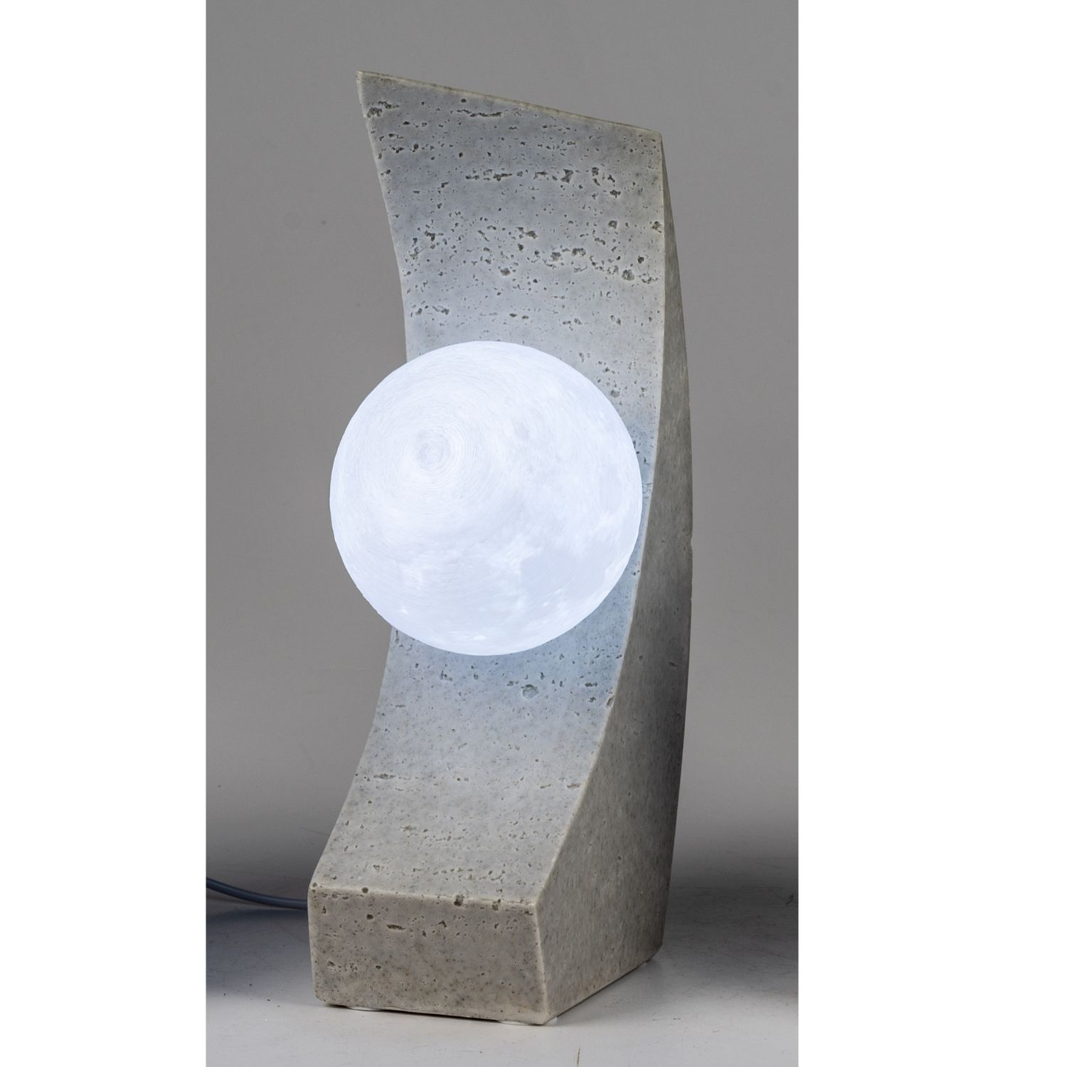 LED Tischlampe STONE Kugel grau L. 15cm aus Kunststein USB Anschluss Formano