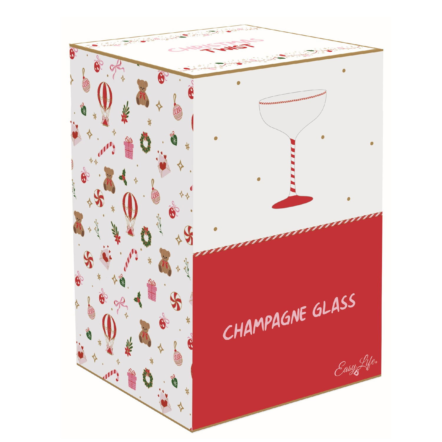 Geschenkbox für Champagnerglas Zuckerstange