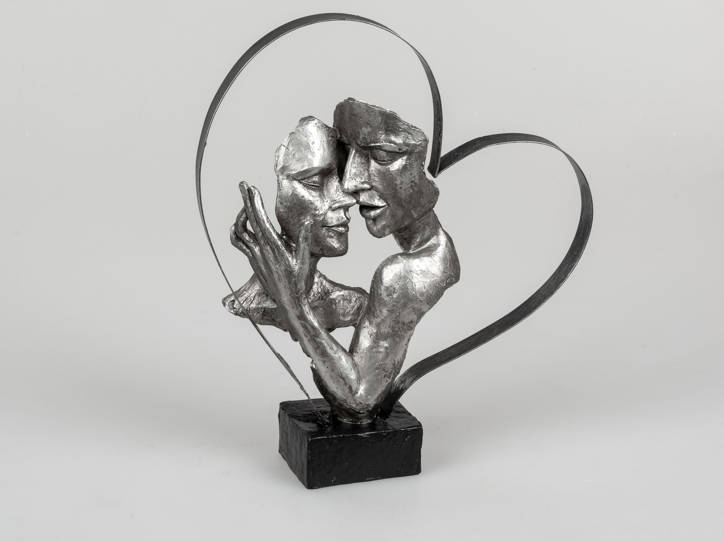 Dekoobjekt Büste Paar in Herz Höhe 37cm antik silber schwarz von FORMANO
