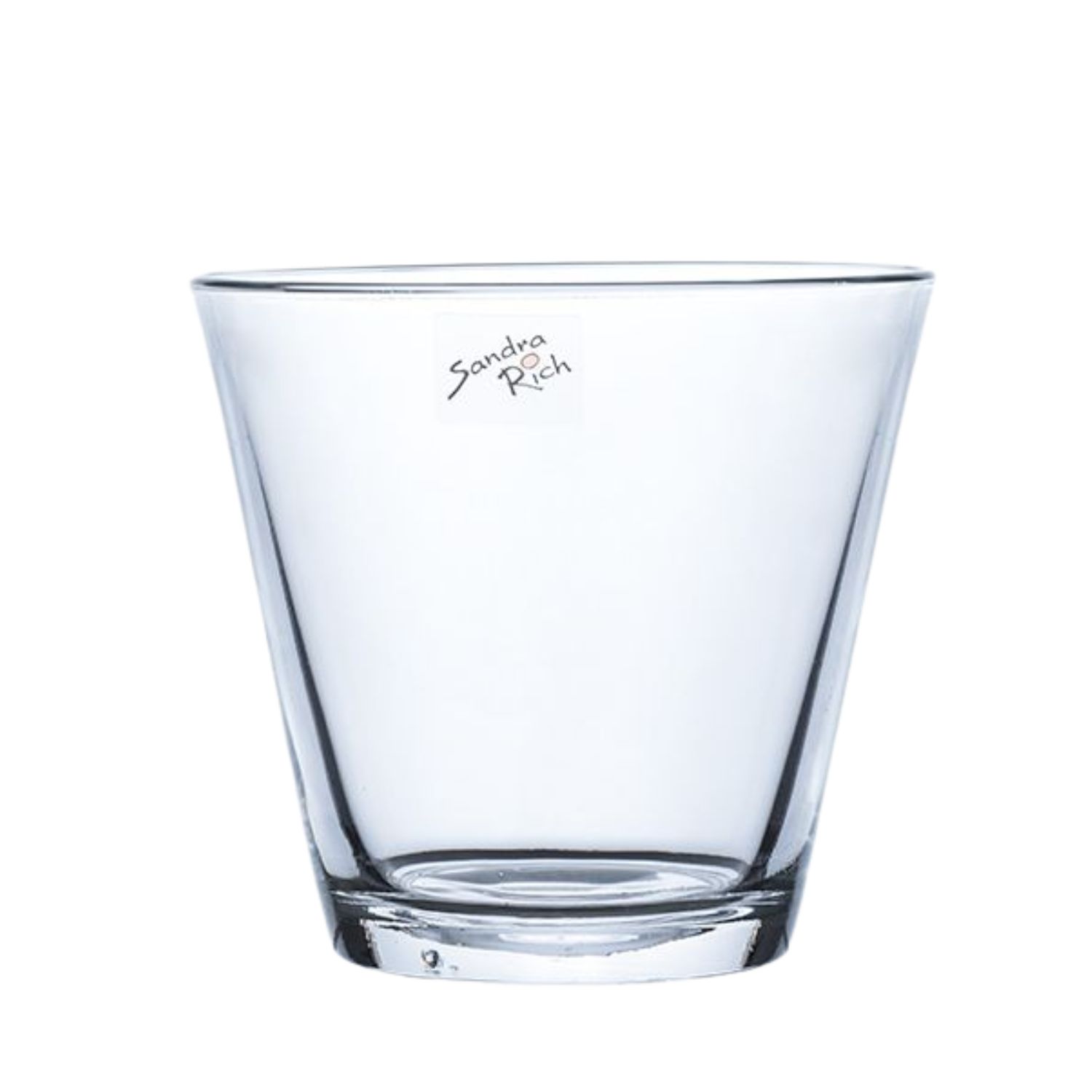 Ein transparenter, konischer Glasbehälter mit einem stabilen Boden und einer schmalen Öffnung oben.