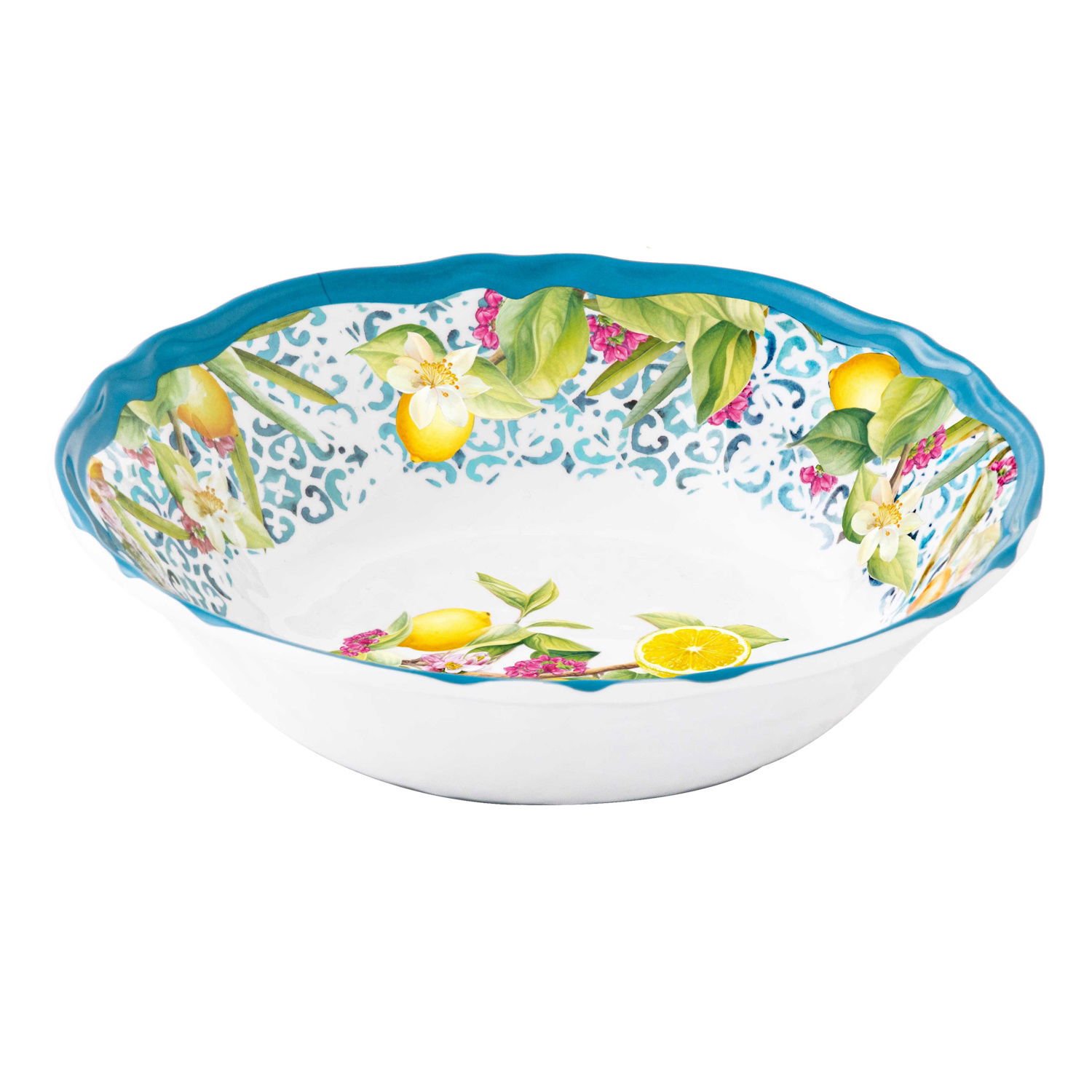 6er Set Suppenteller ISCHIA Zitronen 19cm weiß blau gelb aus Melamin von EASY LIFE