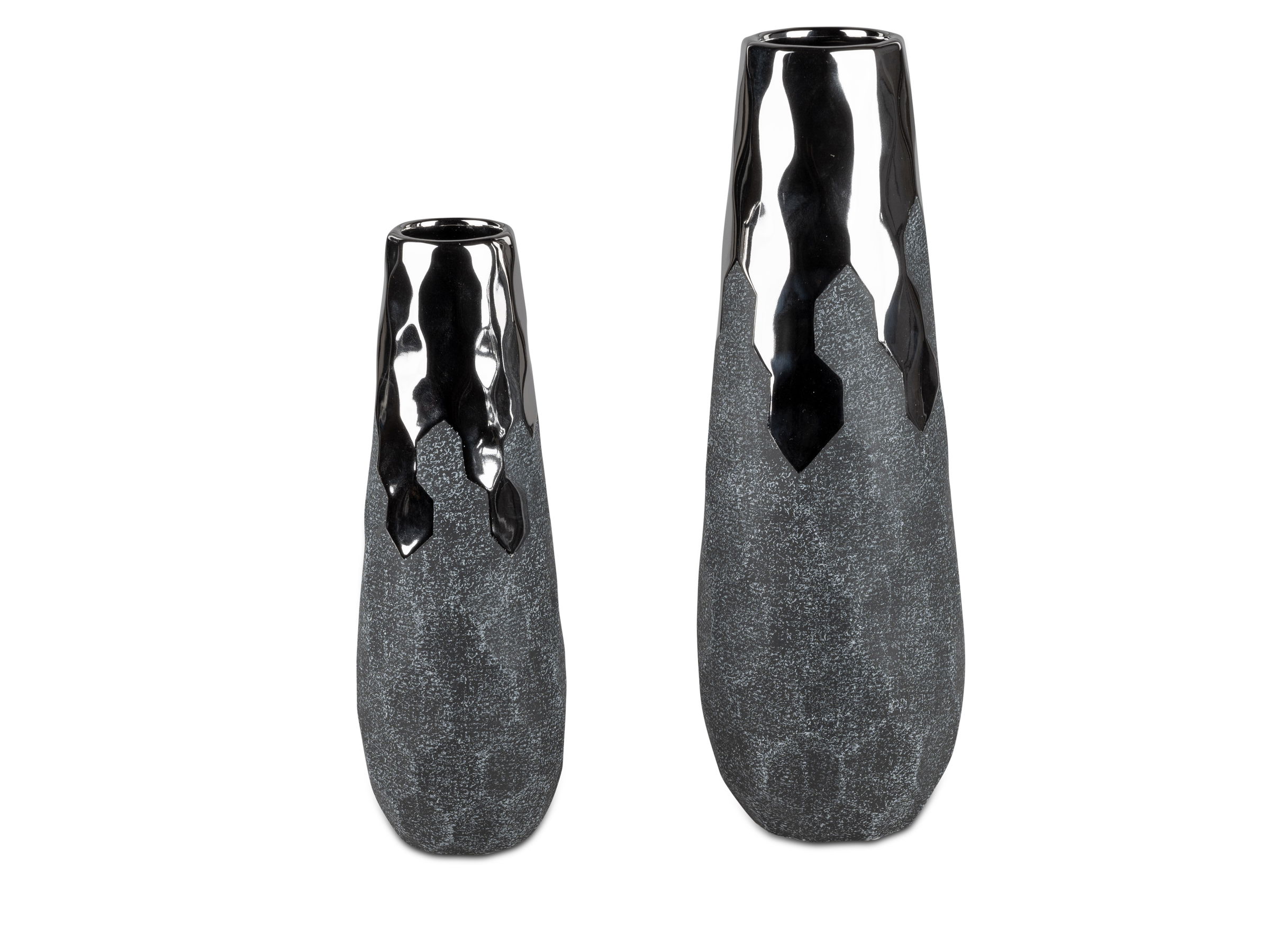 Deko Vase ANTHRAZIT konisch rund Höhe 36cm silber grau Keramik von FORMANO
