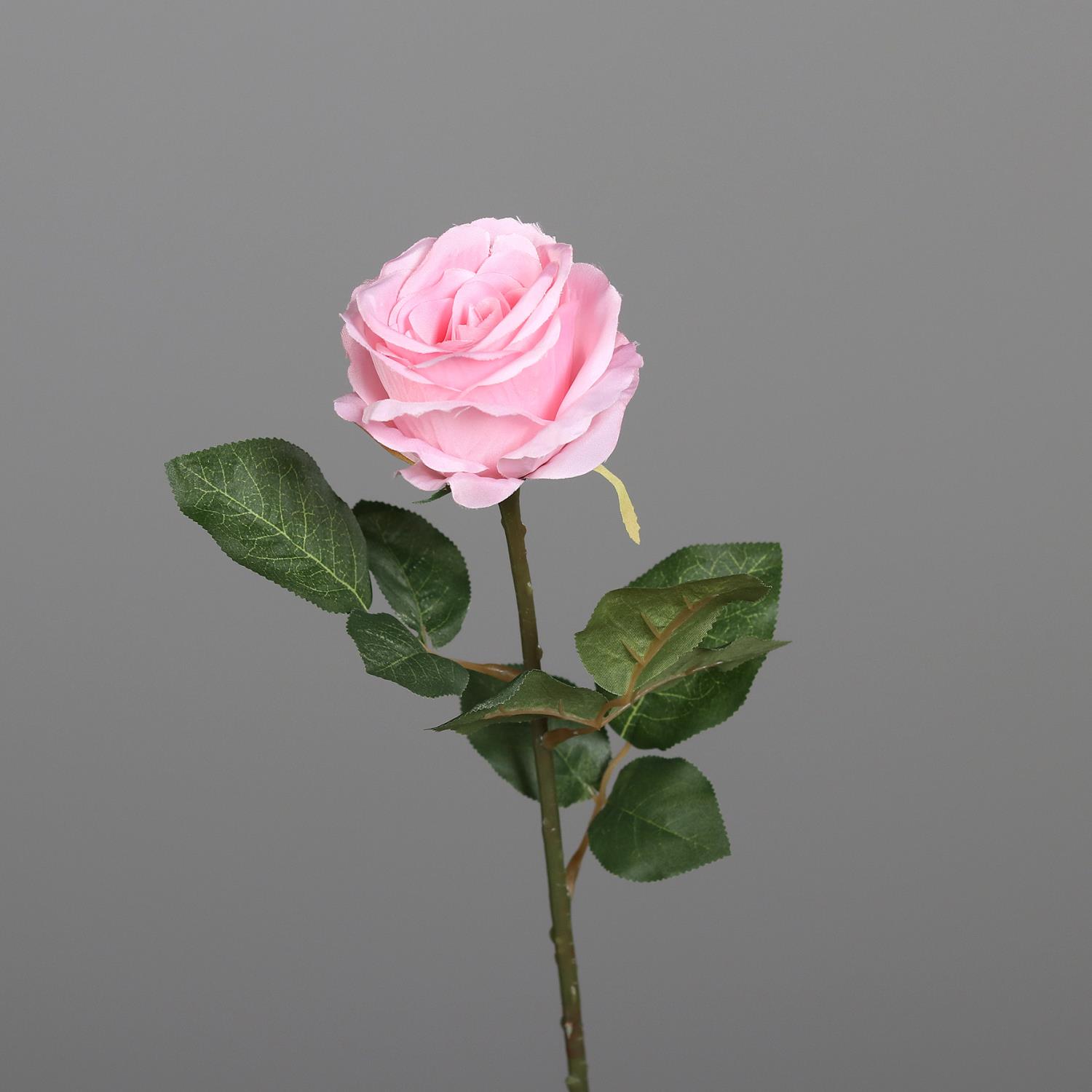künstliche Rose mit Blättern H. 48cm rose rosa DPI Kunstblumen