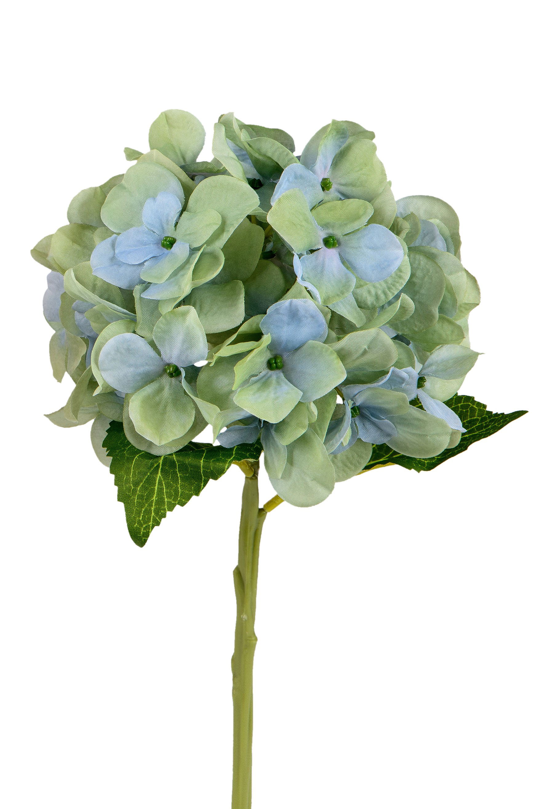 künstliche Hortensie mit Blättern grün blau Höhe 34cm von FORMANO Kunstblumen
