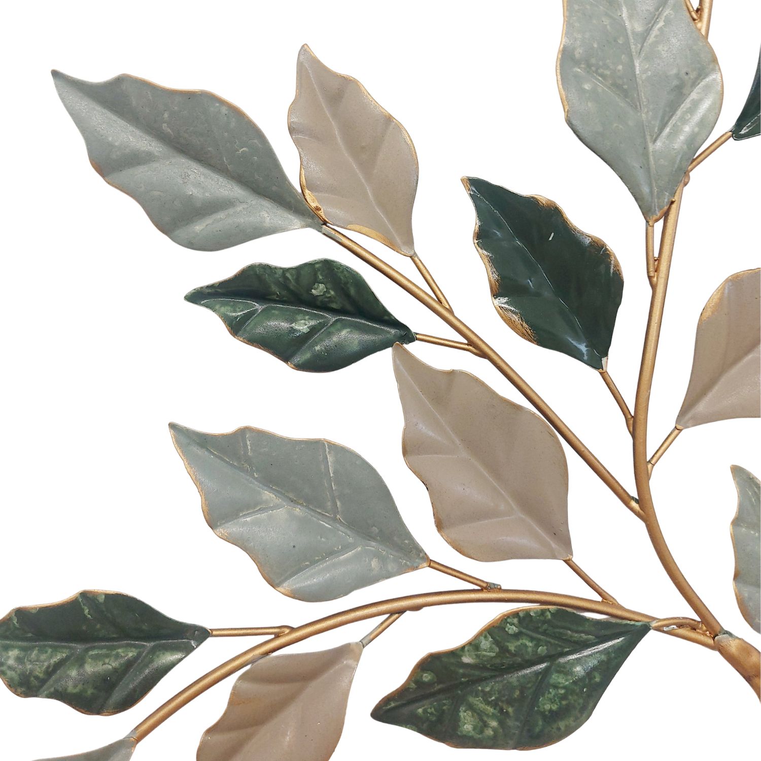 Wanddeko, Wandbild Blätterbaum grün gold H. 57cm aus Metall Formano
