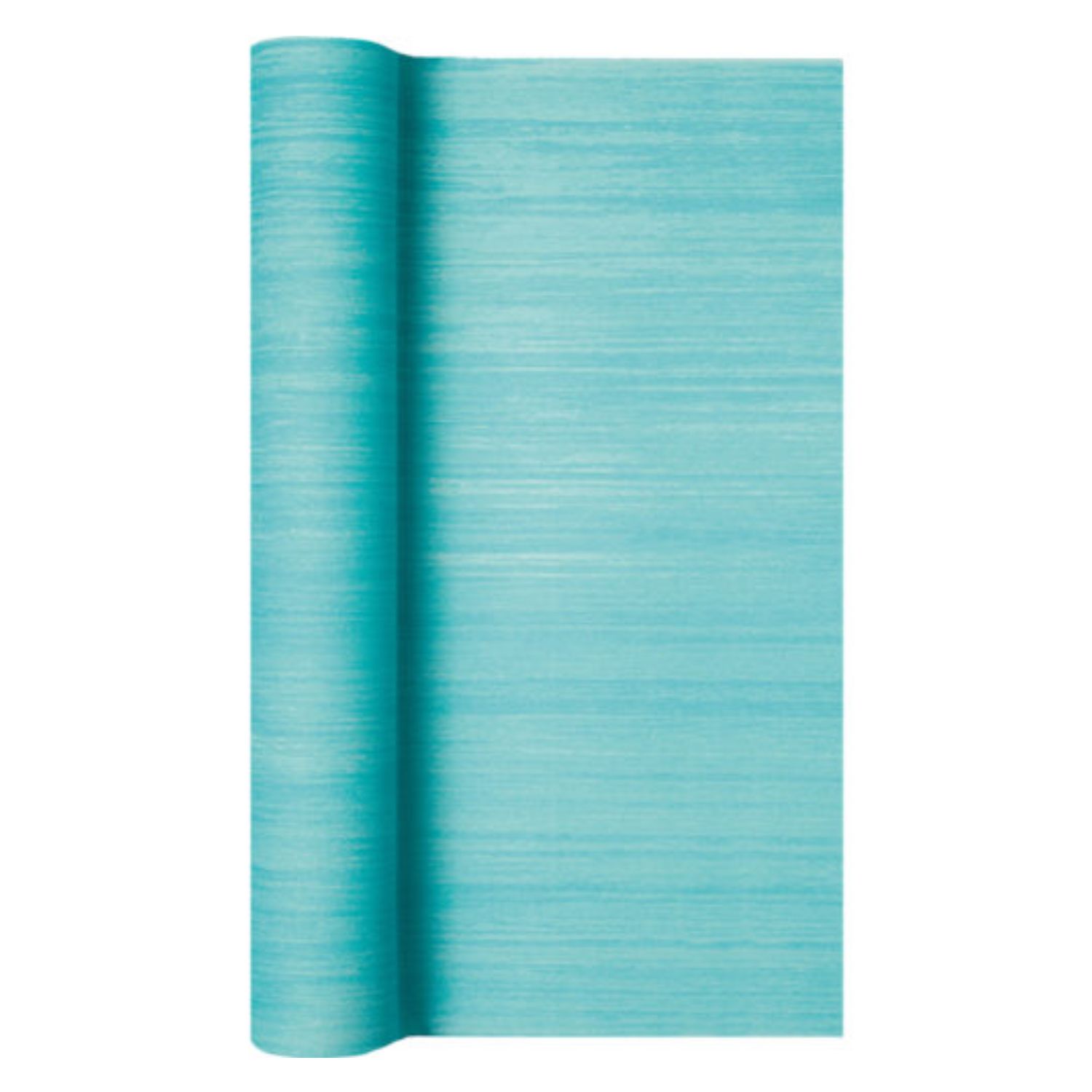 Rolle mit hellblauem, strukturiertem Papier, teilweise abgerollt, auf weißem Hintergrund.