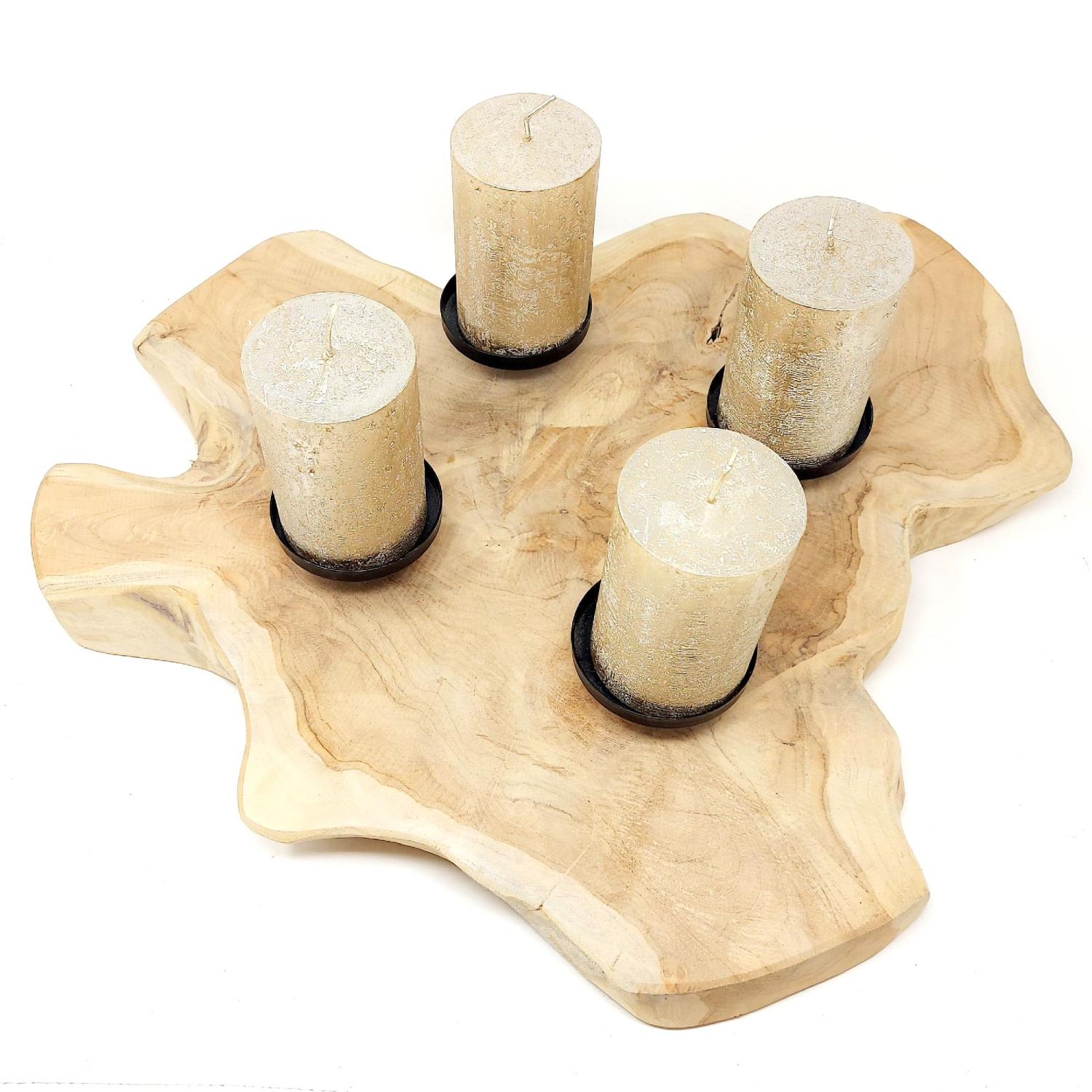 Adventsleuchter Kerzenhalter Teak für 4 Kerzen 55cm, von DZ FLORISTIK