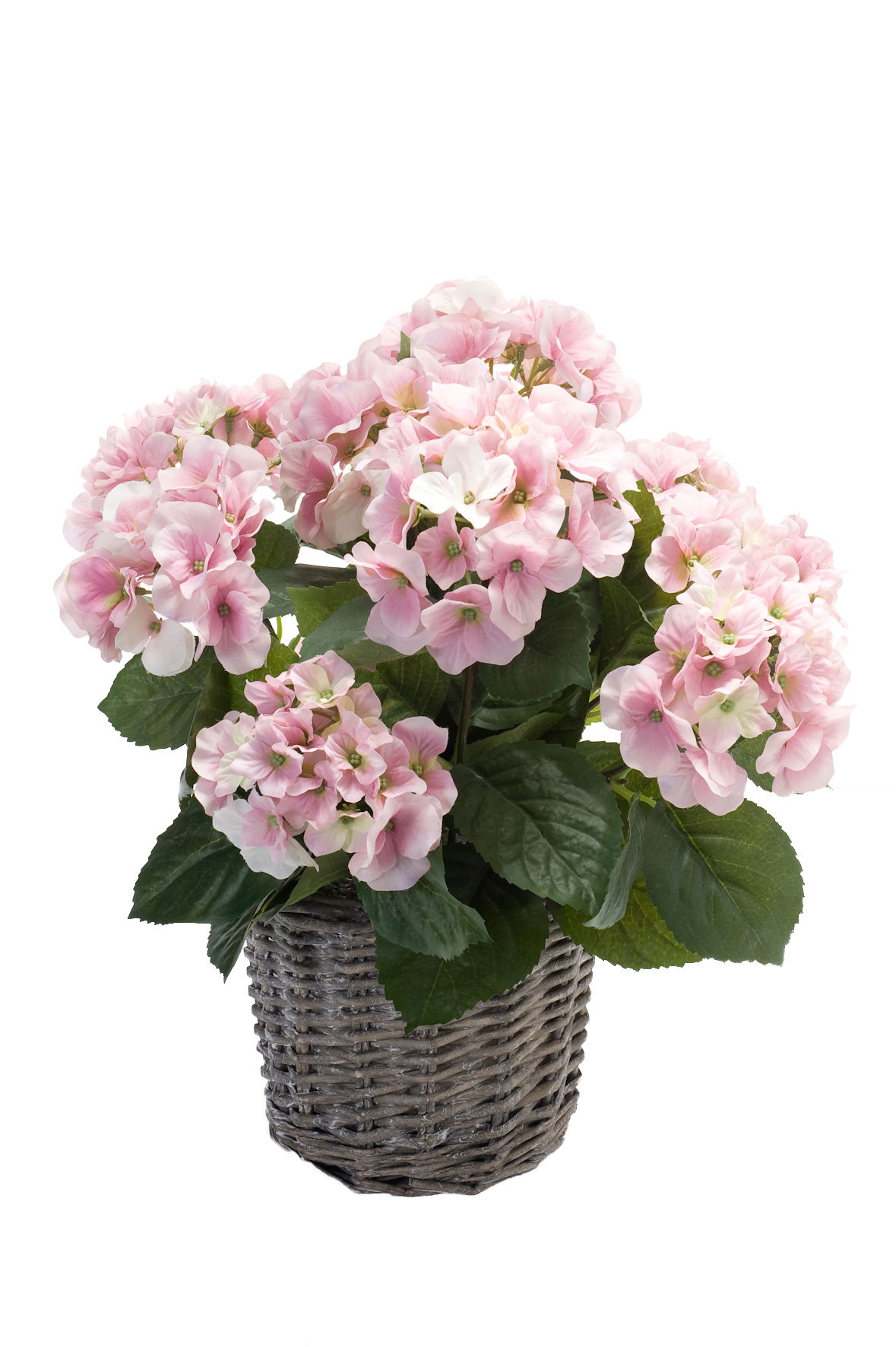 künstliche Hortensie im Korb rosa Höhe 45cm,Durchmesser 20cm von EMERALD Topfpflanze
