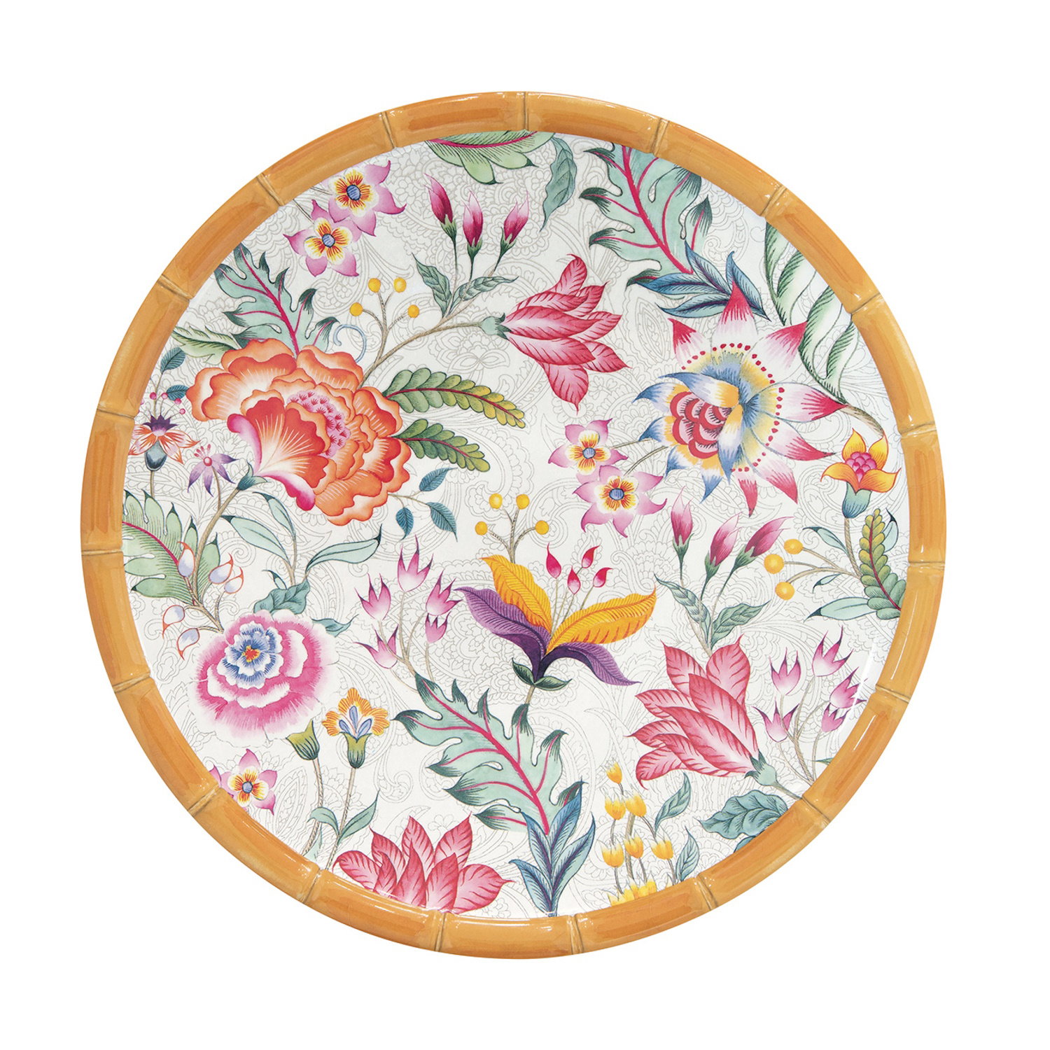 Speiseteller OSAKA Blumen D. 28cm weiß rosa bunt aus Melamin Easy Life