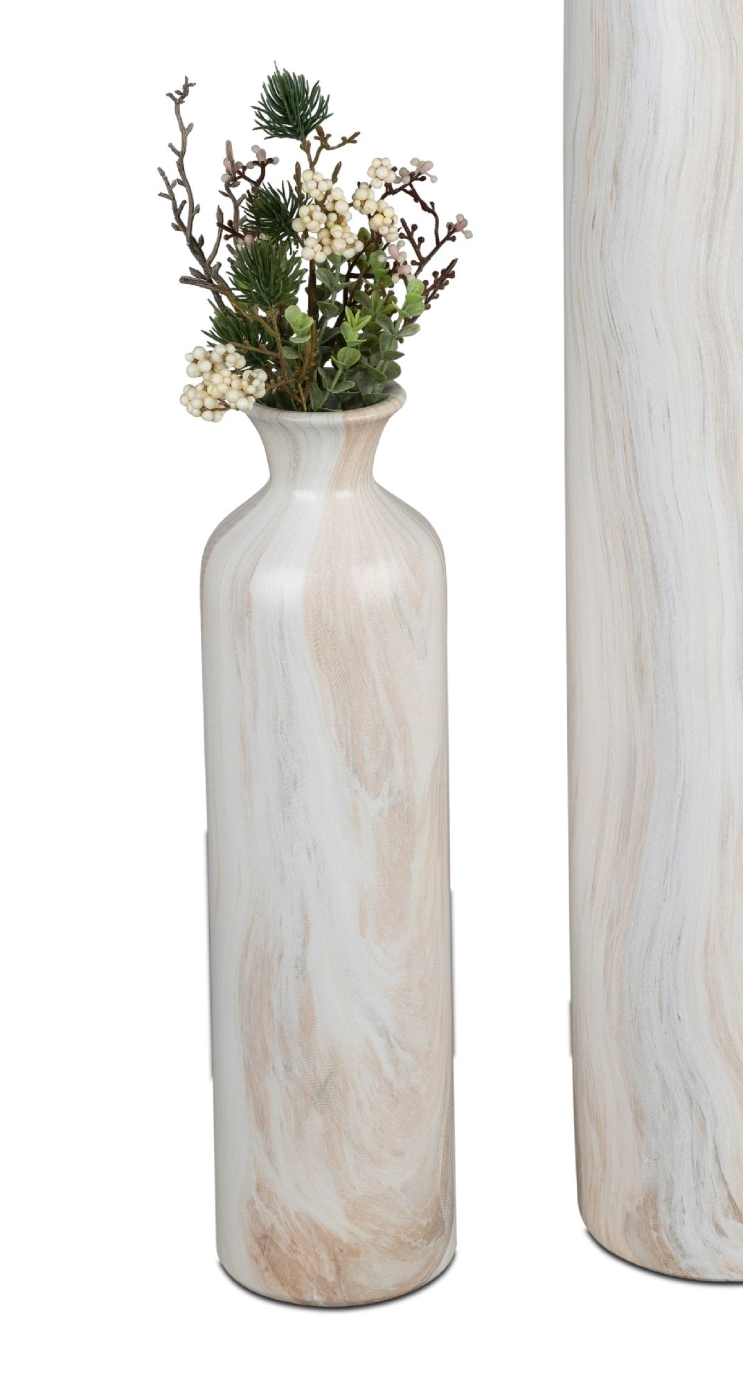 Deko Flaschenvase MARMOR rund Höhe 38,5cm creme braun Keramik von FORMANO