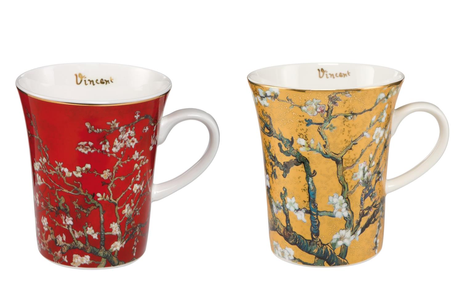 Vincent van Gogh Kaffeebecher Tasse MANDELBAUM ROT GOLD 400ml von GOEBEL Porzellan
