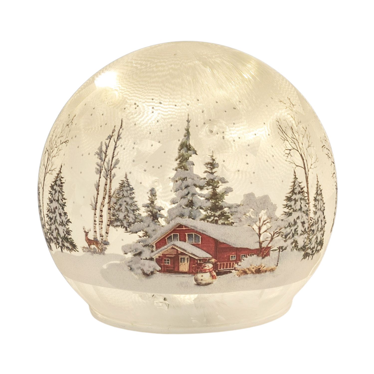 LED Deko Kugel Winterlandschaft mit Hütte ⌀ 12cm aus Glas mit Timer Formano