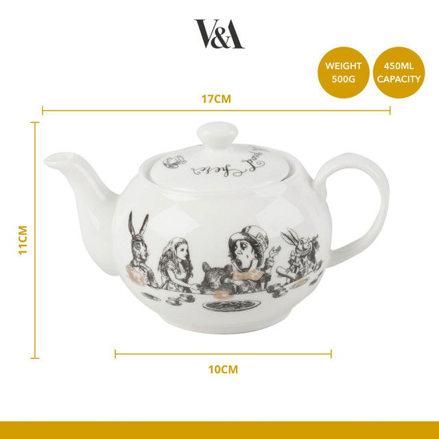 Teekanne ALICE IN WONDERLAND für 450ml schwarz weiß von Creative Tops
