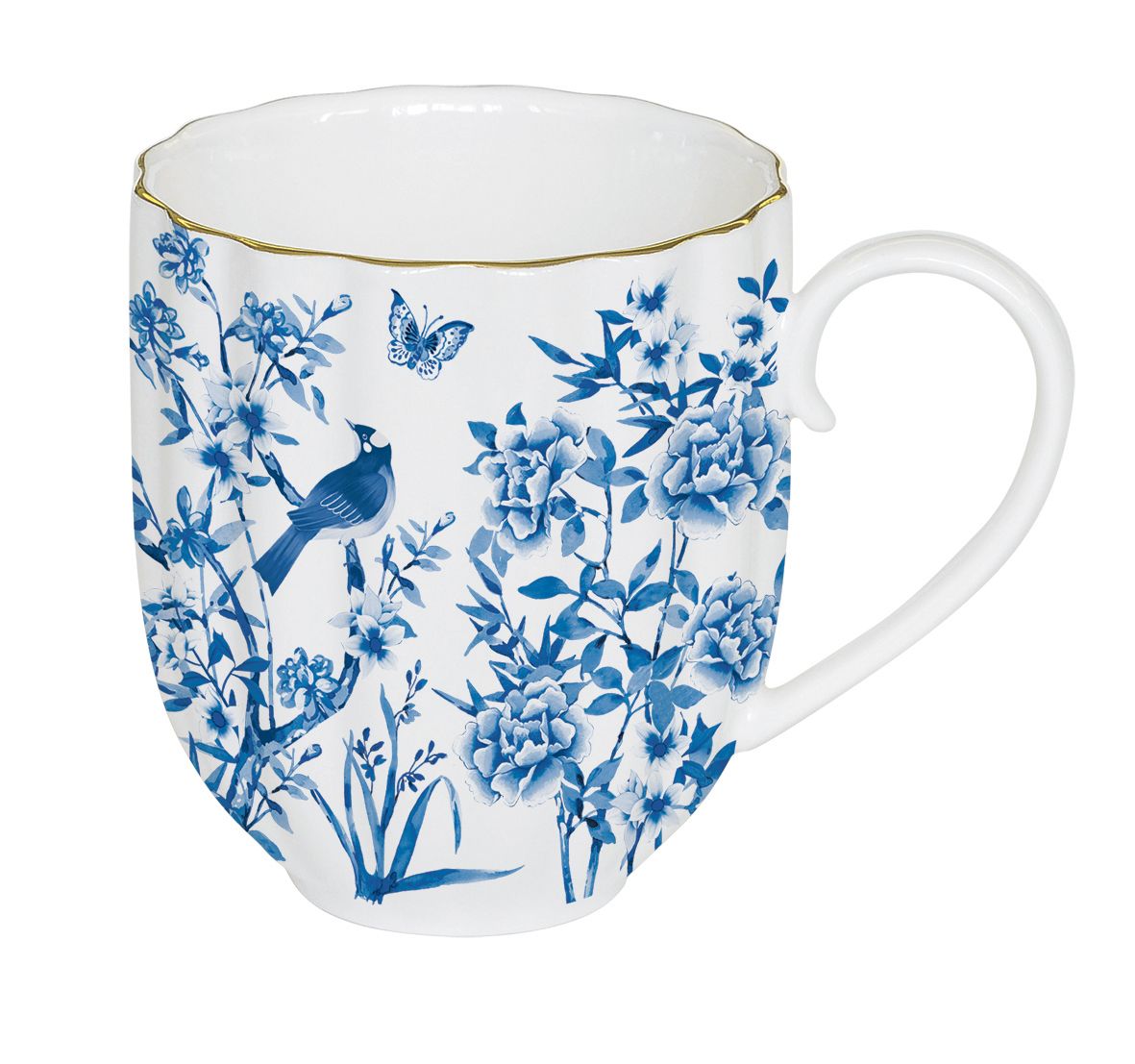 Becher, Tasse PARADISE GARDEN für 300ml weiß blau Porzellan Easy Life