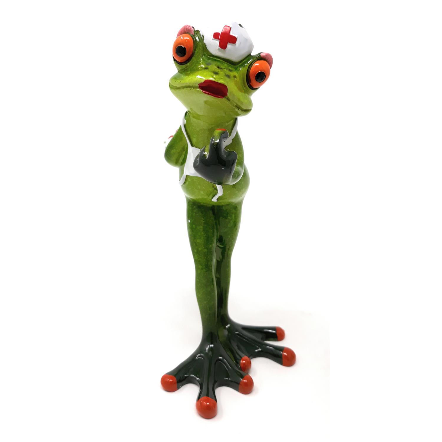 Dekofigur Frosch Krankenschwester, Arzthelferin mit Spritze von FORMANO Froschhausen