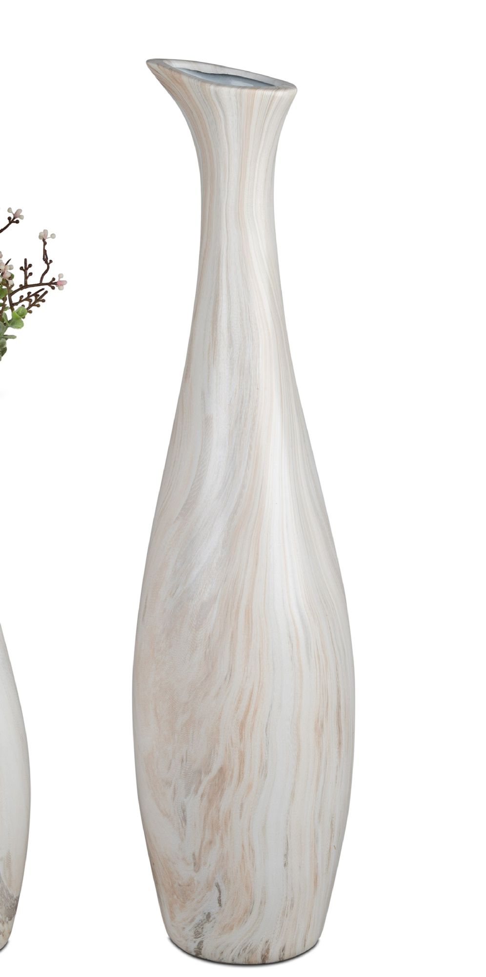 Deko Flaschenvase MARMOR rund Höhe 60cm creme braun Keramik  von FORMANO