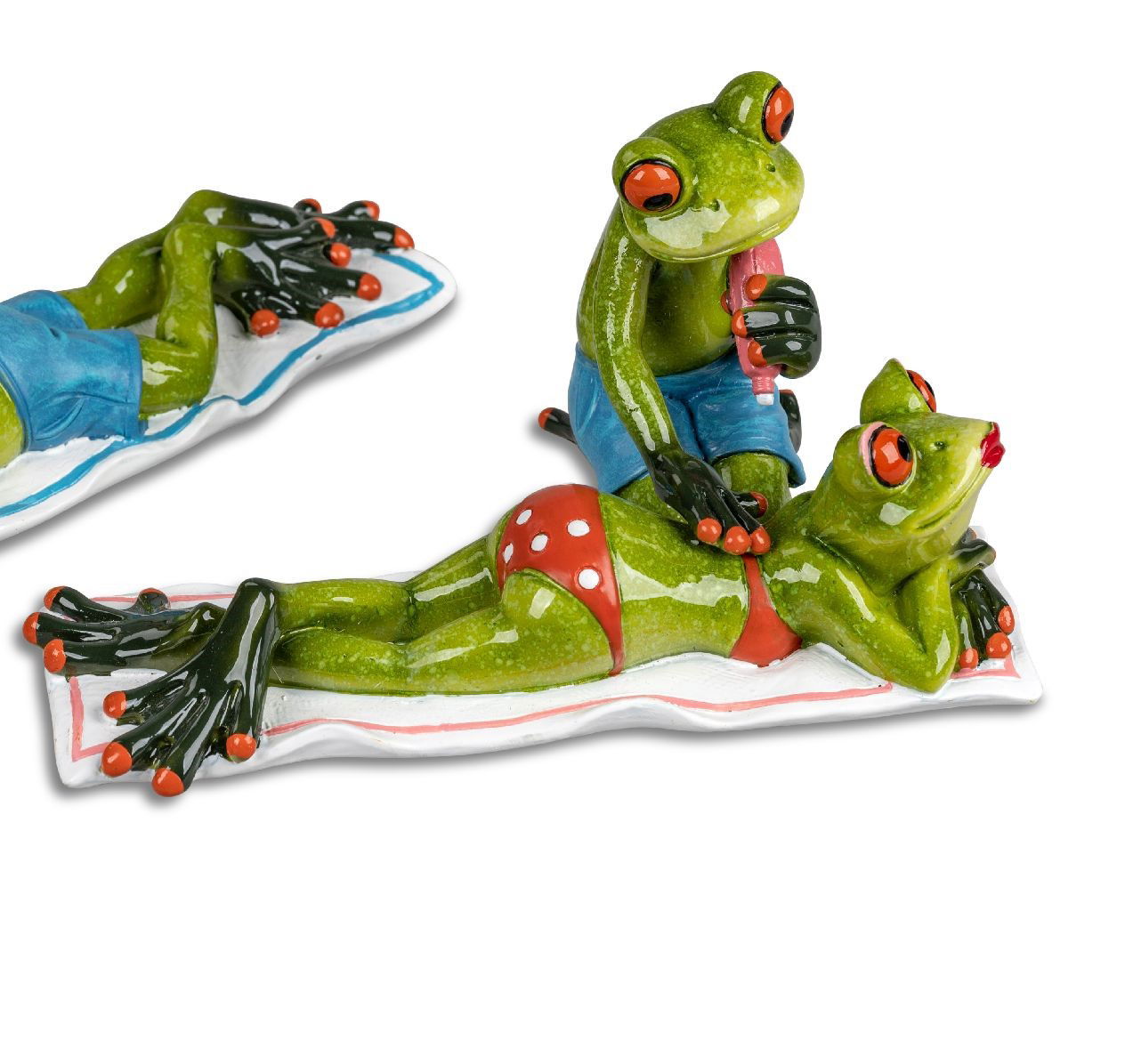 Dekofigur Froschpaar am Strand Frau auf Liege L. 17.5cm von FORMANO Froschhausen