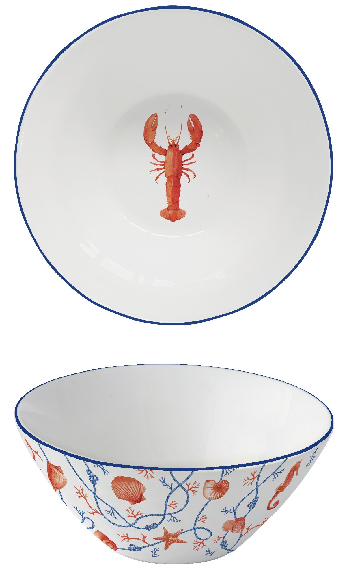 Servierschale, Schüssel COTE DE MER Meeresküste,Durchmesser 22,5cm Porzellan von EASY LIFE